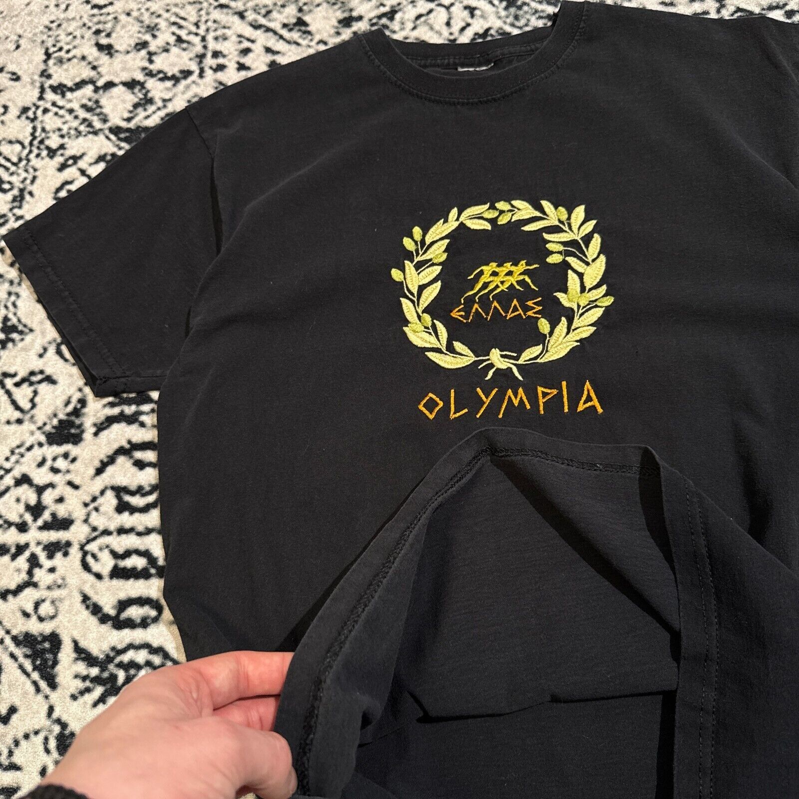 Vintage Vintage Black Cotton T-Shirt Size M Olympia Olymp Zeus 90s Size M / US 6-8 / IT 42-44 - 9 Thumbnail