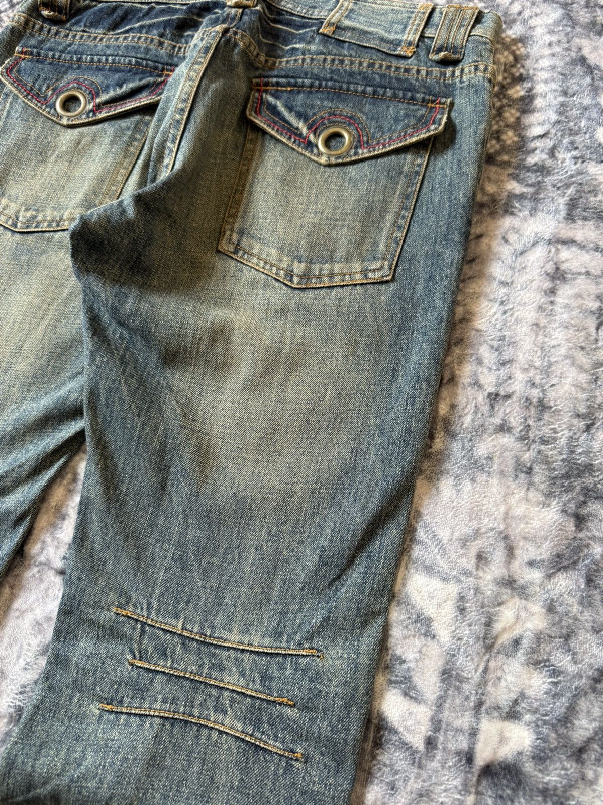 Fad Three × GOSTAR DE FUGA × Japanese Brand Rupert Japan Muddy Wash Rivet Edgy Flared Denim Pants Size US 31 - 14 Thumbnail