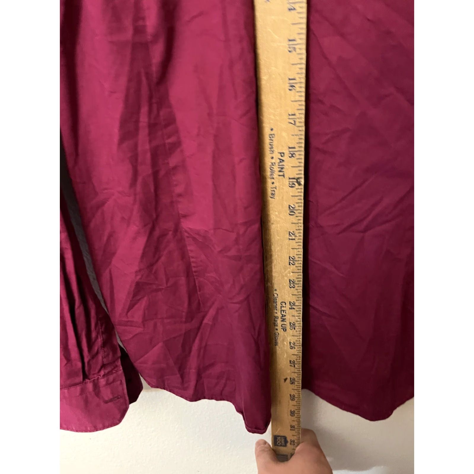Express Express 1MX Fitted Solid Button Shirt Maroon Dress Shirt Adult Medium Mens Size 40R - 4 Thumbnail