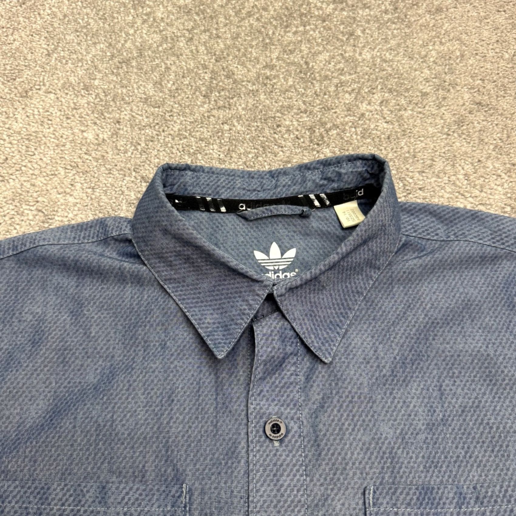 Adidas Adidas Shirt Mens Medium Blue Casual Chambray Textured Long Sleeve Button Down Size US M / EU 48-50 / 2 - 3 Thumbnail