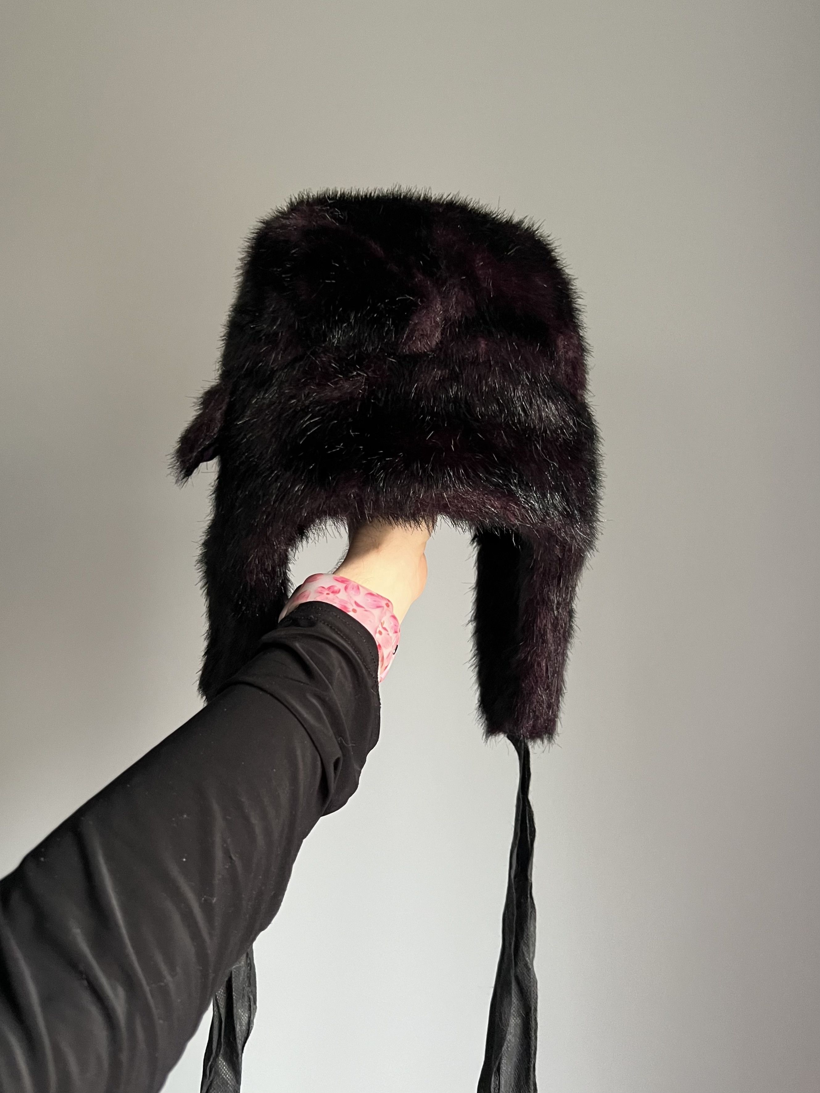 Other Vintage Crazy Y2k Mohair Fuzzy Hat Ushanka Punk Huge Size ONE SIZE - 3 Thumbnail