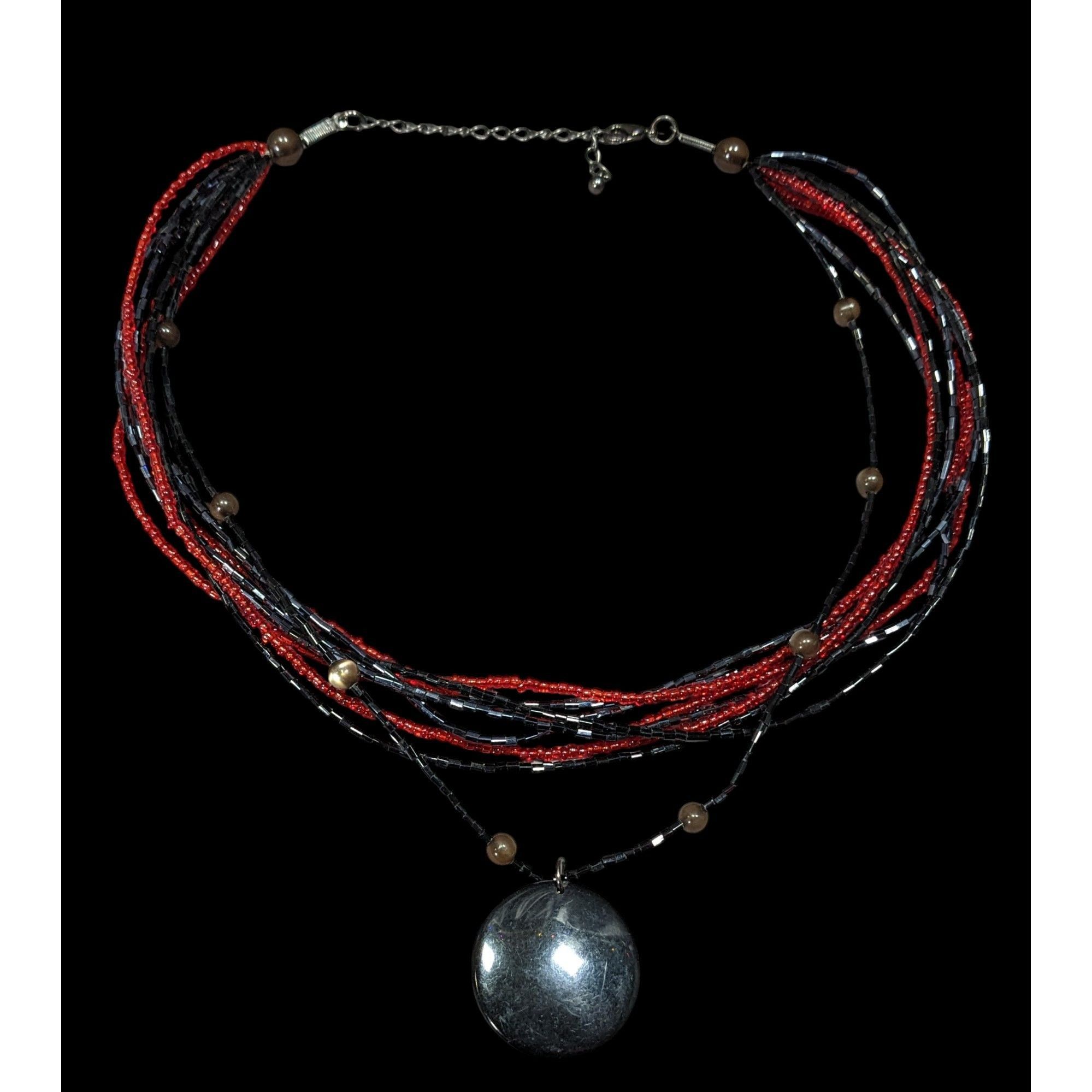 Other Gothic Black And Red Layered Glass Beaded Necklace Size ONE SIZE - 1 Thumbnail