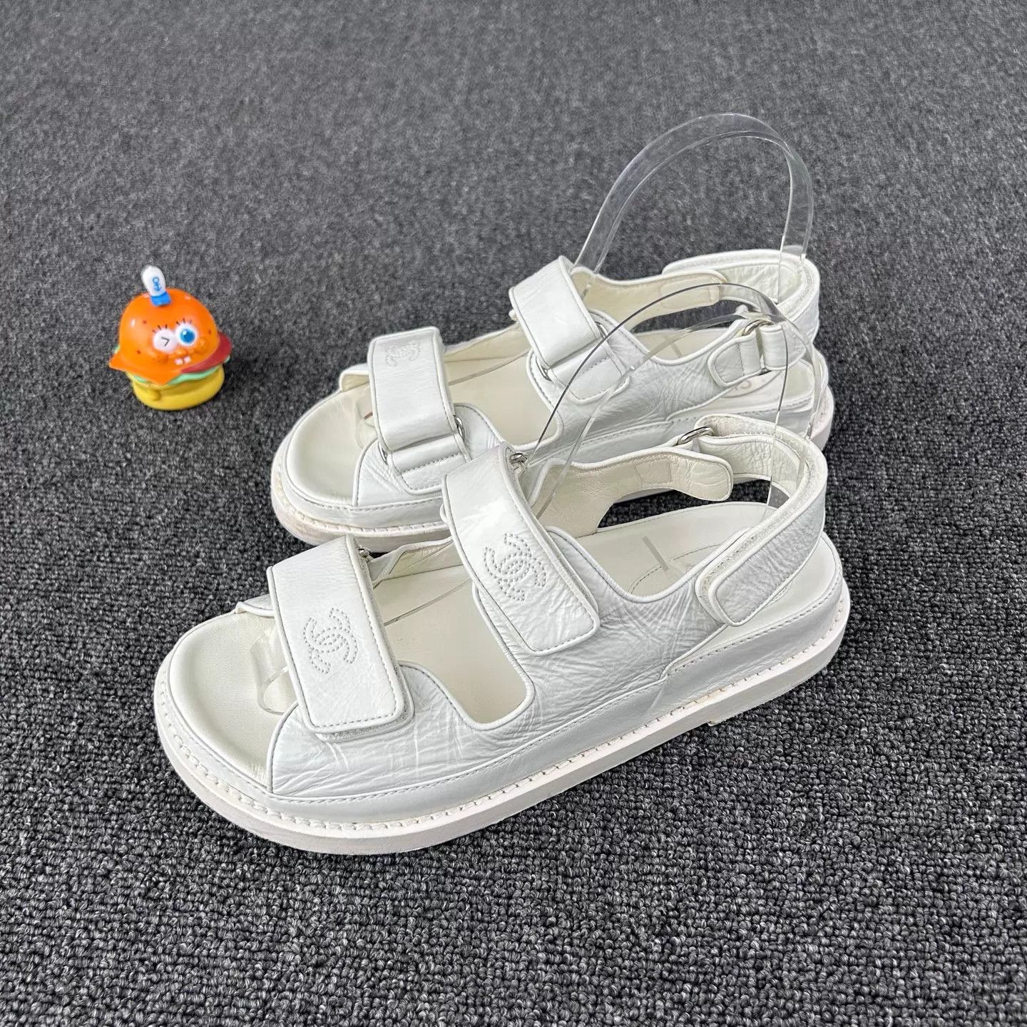 Chanel Chanel White CC Velcro Sandal 35.5 Size US 5 / IT 35 - 1 Thumbnail