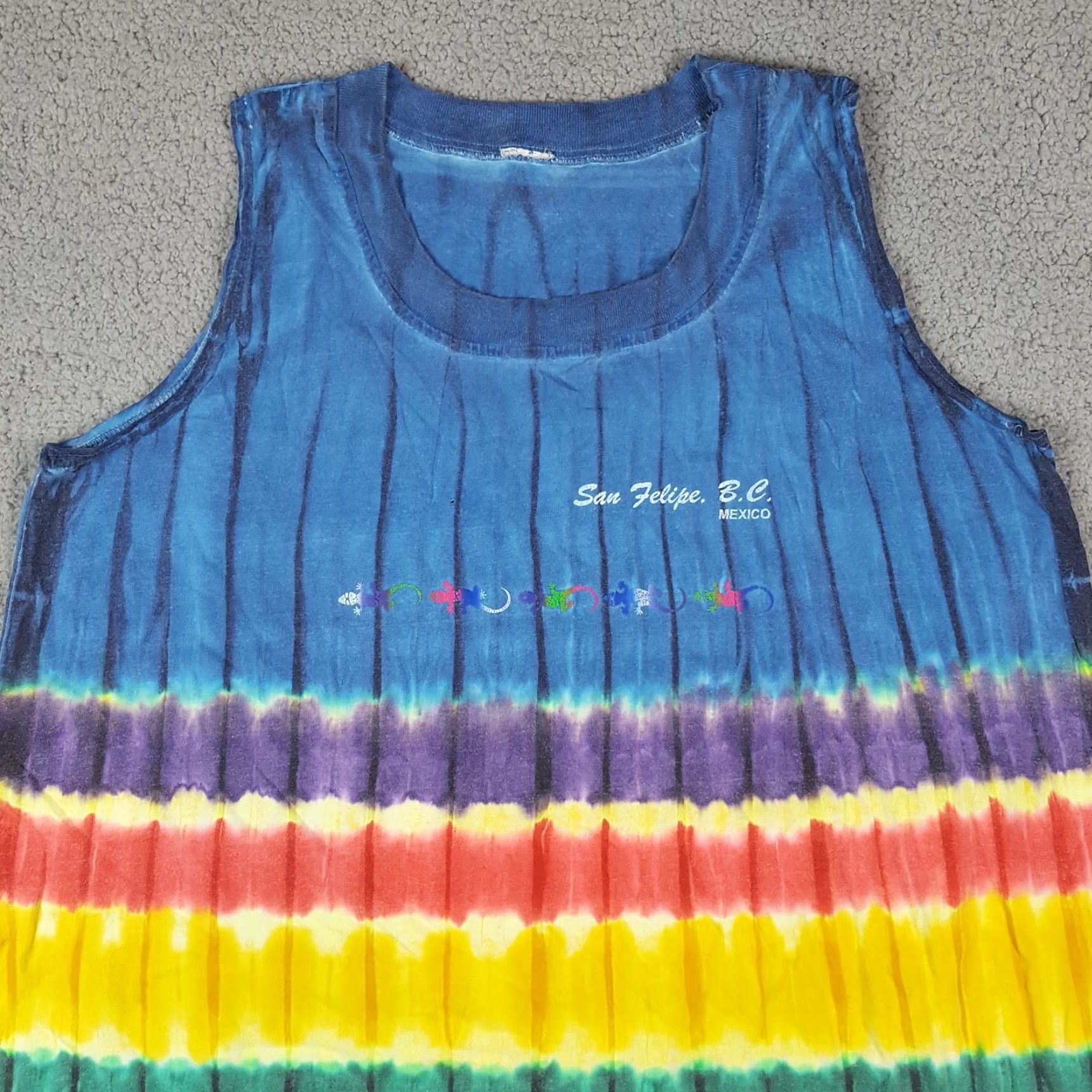 Rainbow Vintage 90s Rainbow Fish Tie-Dye Midi Sundress Women’s Size Medium Beach Bohemian Tropical Summer Size M / US 6-8 / IT 42-44 - 2 Thumbnail