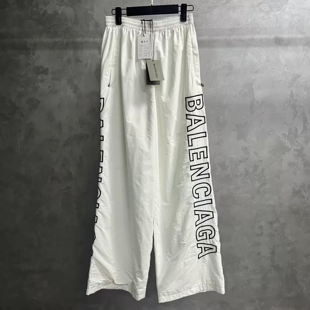 Balenciaga Balenciaga White Logo Wide-Leg Casual Pants Size US 36 / EU 52 - 1 Thumbnail