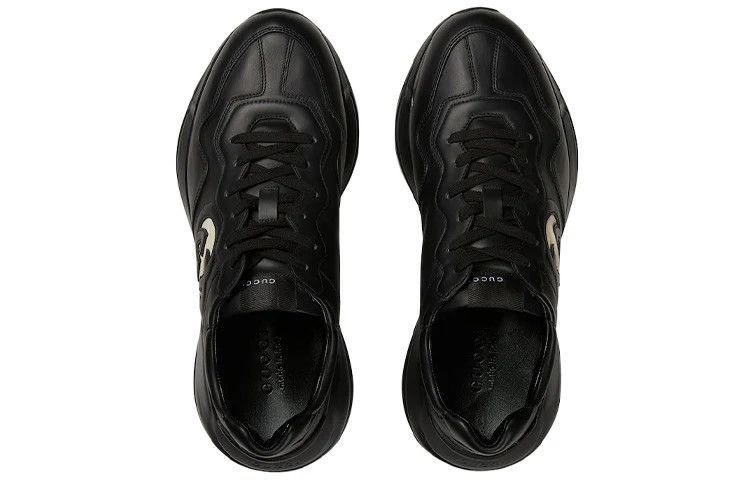 Gucci oc11z1025 Men's Rhyton Sneakers With Interlocking G in Black Size US 8 / EU 41 - 3 Thumbnail