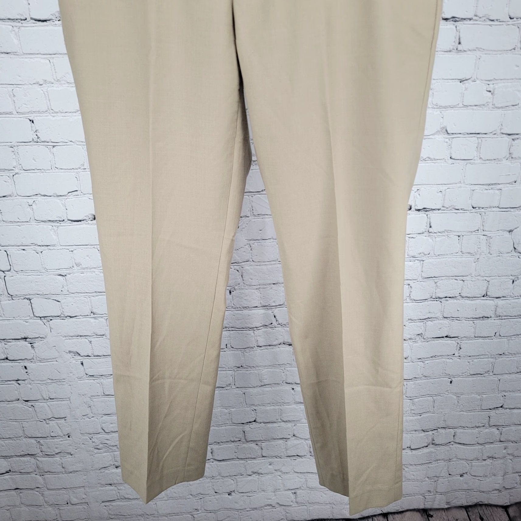 Vintage Louis Raphael Luxe Tan Wool Blend Stretch Slim Fit Flat Front Pants 35x30 Men Size US 35 - 6 Thumbnail