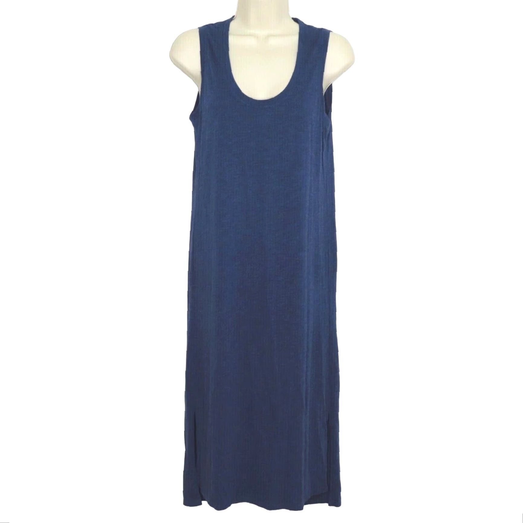 Madewell Madewell Jersey Tank Dress S Blue Sleeveless Scoop Neck Side Slits Marled Cotton Blend Jersey Casual Women Size S / US 4 / IT 40 - 8 Thumbnail