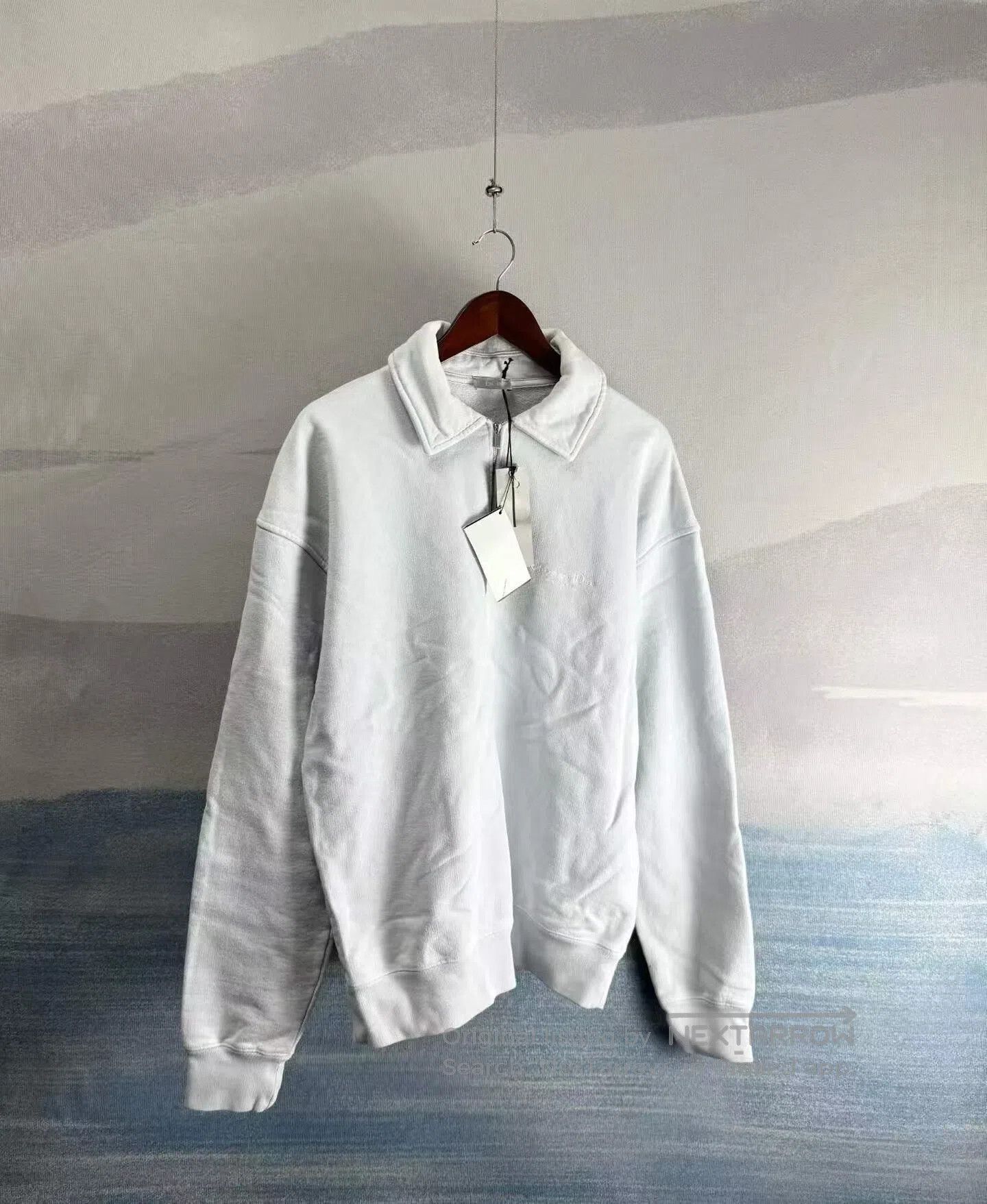Dior Dior Light Blue Polo Sweatshirt with Embroidered Slogan| Size US S / EU 44-46 / 1 - 1 Thumbnail