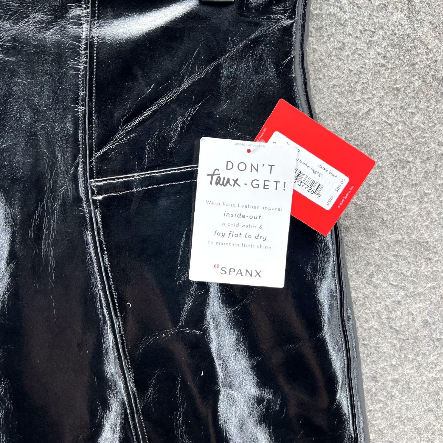 Spanx Spanx Pants Womens Small Black Faux Patent Leather Leggings High Rise Shaping Size 28" / US 6 / IT 42 - 7 Thumbnail