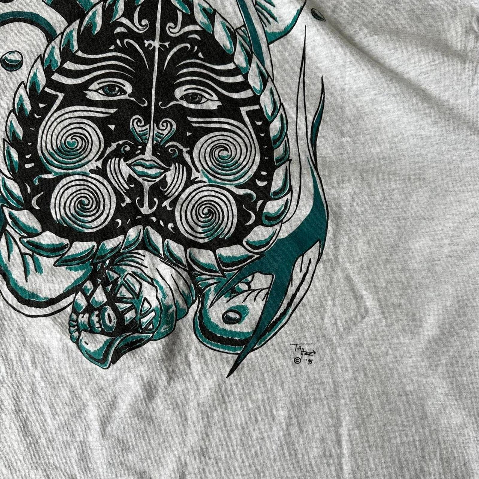 Vintage Vintage 90s Tattees Tattoo Tribal Gothic Grunge Graphic Tee Size US XL / EU 56 / 4 - 7 Thumbnail