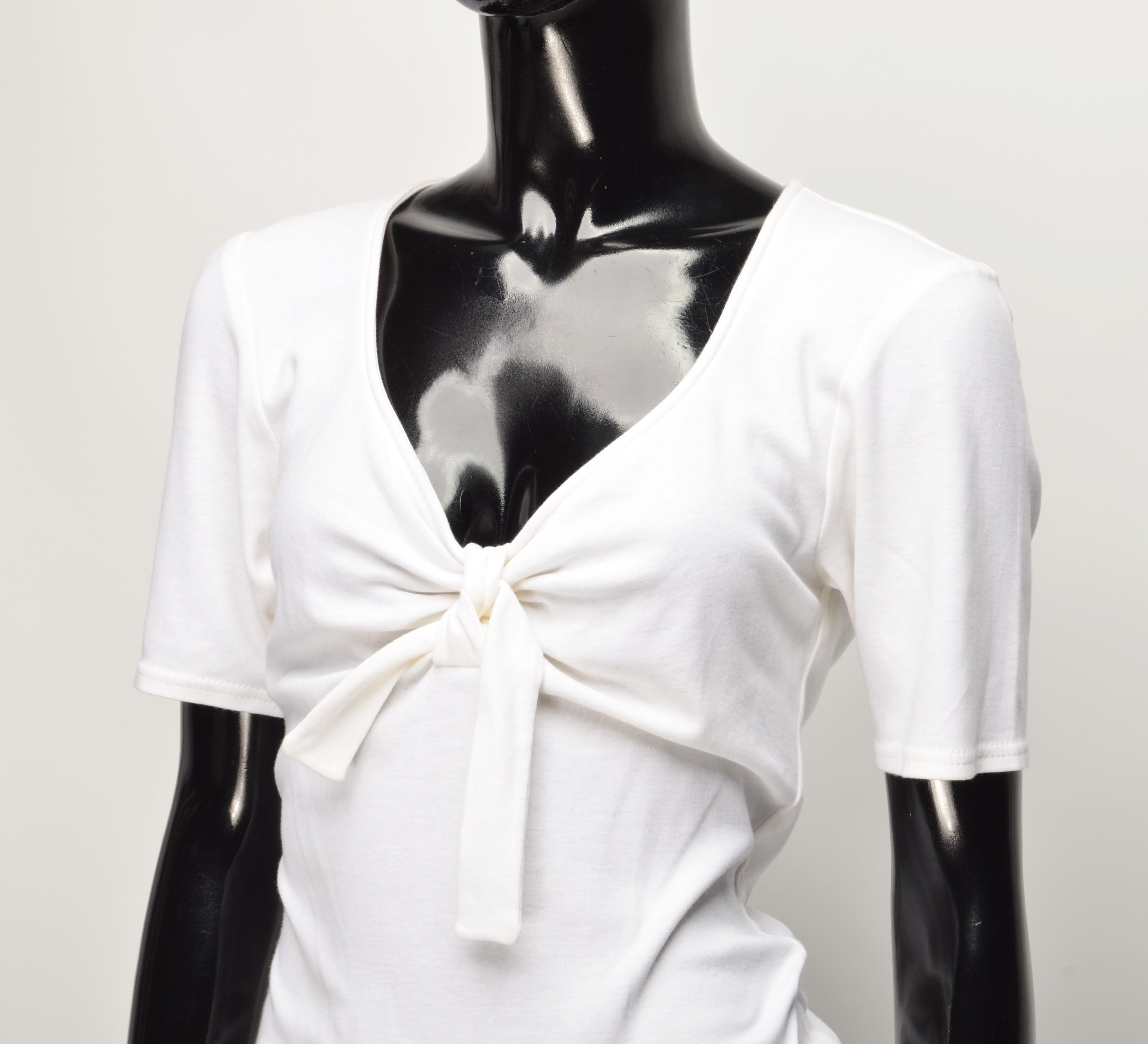 Ungaro Paris Vintage Ungaro Paris 90's White Tie-Front Short Sleeve Top Size S / US 4 / IT 40 - 2 Thumbnail