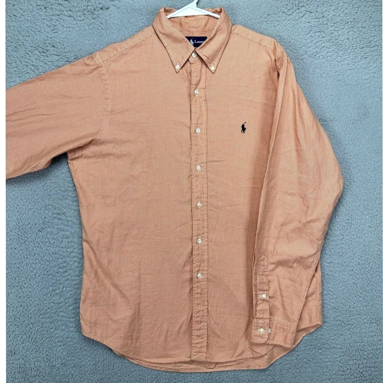 Ralph Lauren Ralph Lauren Dress Shirt Mens Large 16 Orange Houndstooth Classic Button-Down Shirt Size 42R - 2 Thumbnail