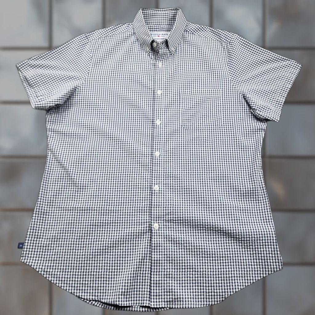 Mizzen+Main Mizzen+Main Shirt Mens Medium Gingham Blue Short Sleeve Button Down Made USA Size US M / EU 48-50 / 2 - 1 Thumbnail