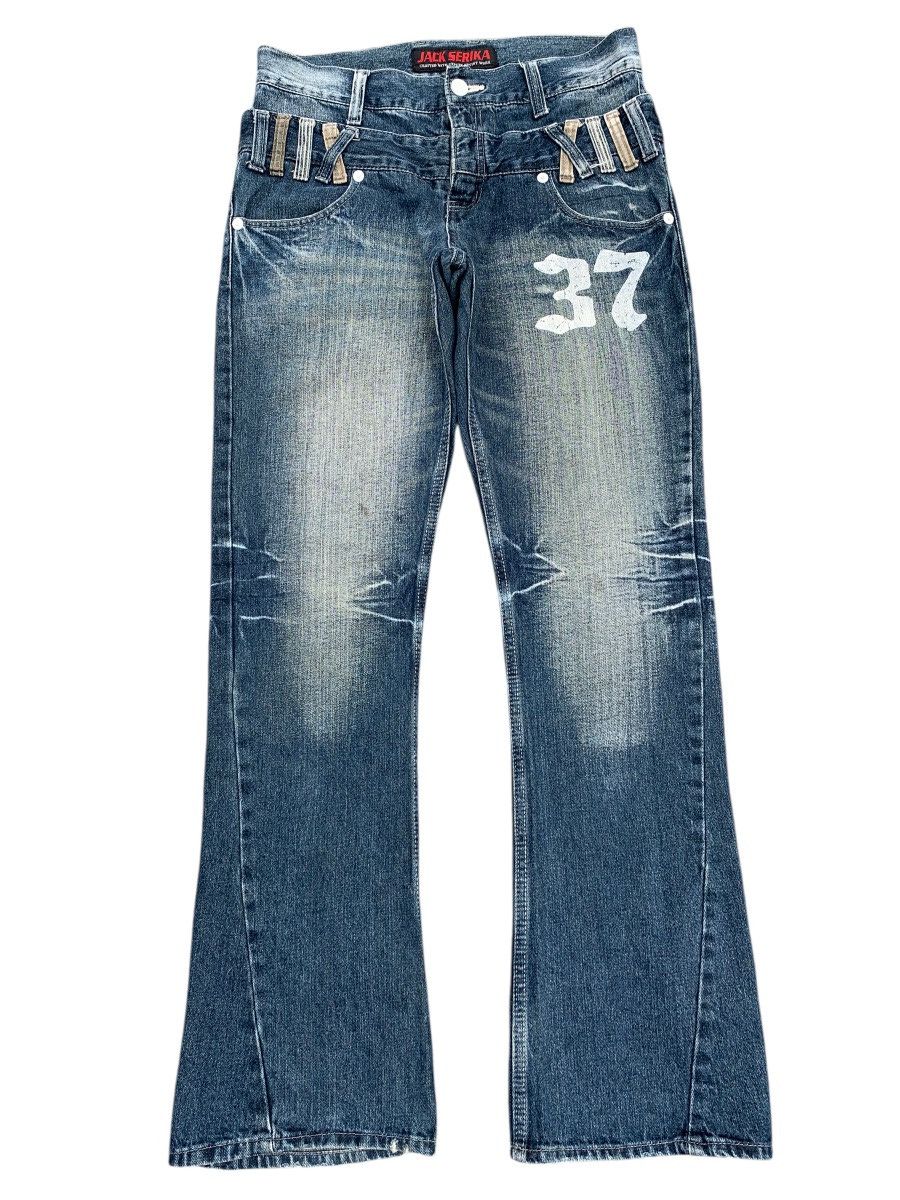 Tornado Mart FLARE JACK SERIKA DOUBLE WAIST WING PUNK DISTRESSED DENIM Size US 32 / EU 48 - 2 Thumbnail