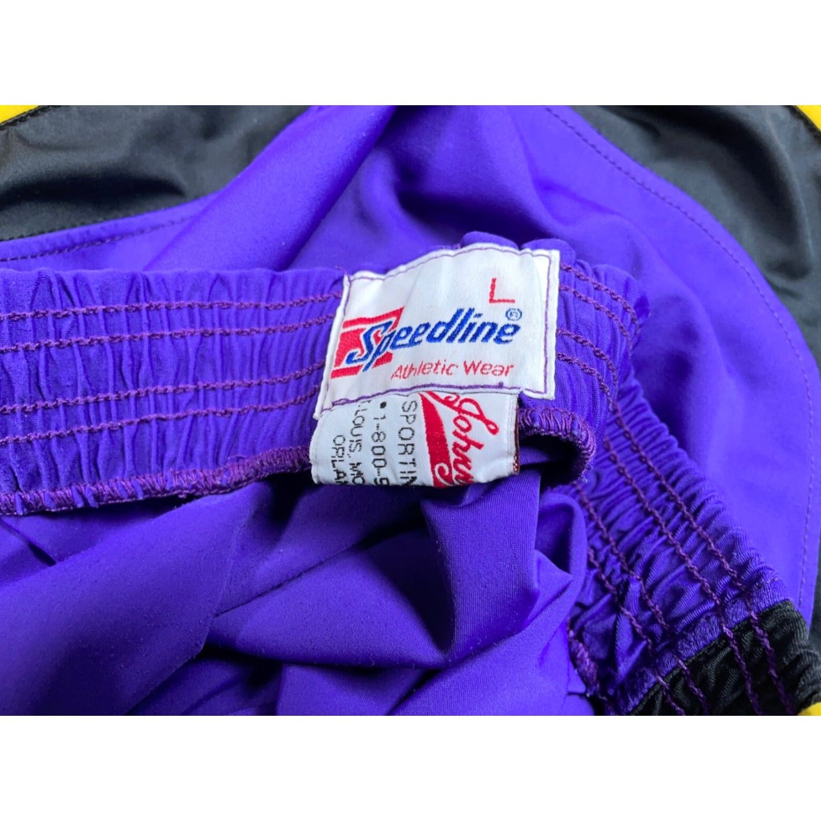 Vintage VTG 90s Athletic Drawstring Shorts Men's Large Purple Yellow Speedline Lakers Size US 32 / EU 48 - 3 Thumbnail