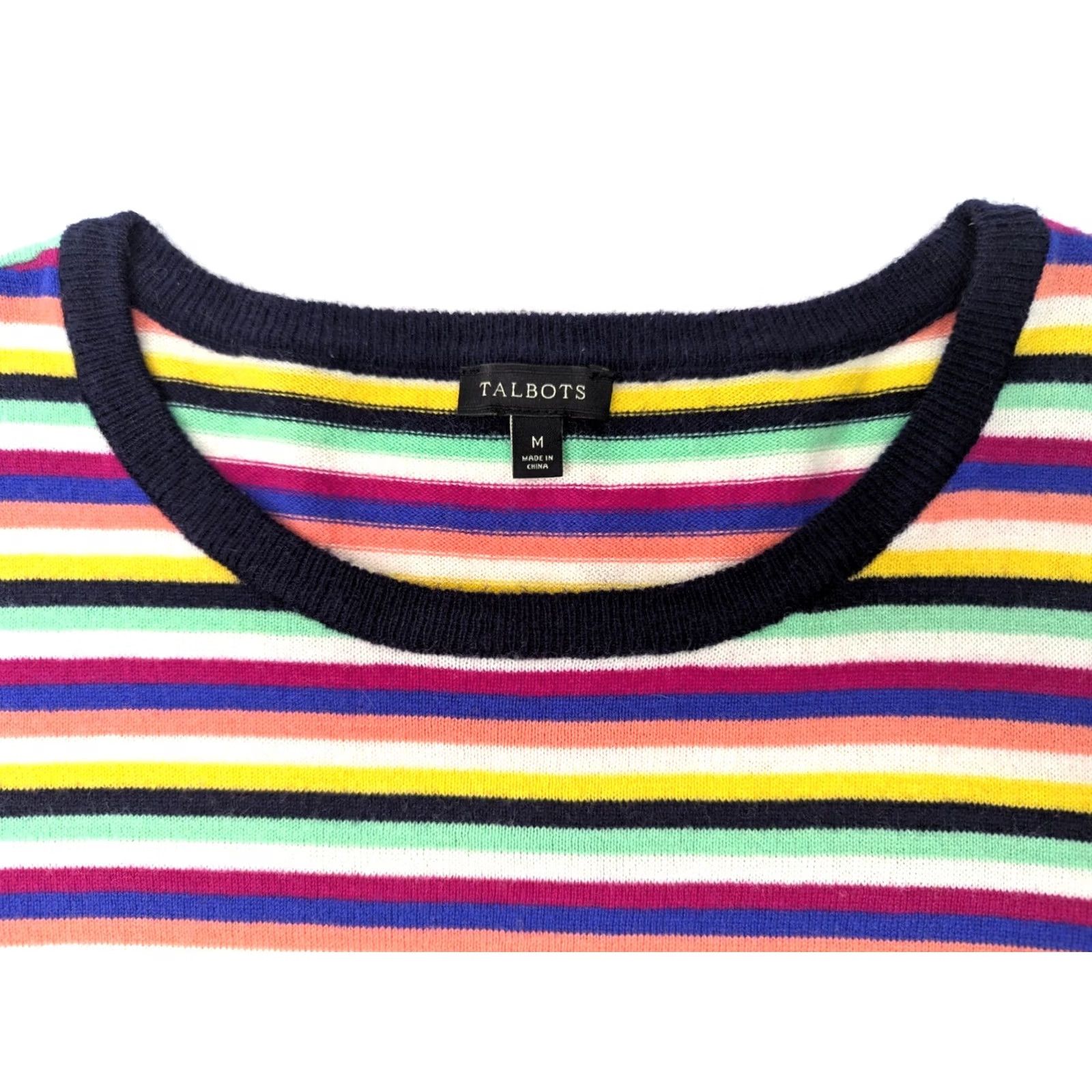 Talbots Talbots Multicolor Striped Lambswool Nylon Lightweight Pullover Sweater Women M, Casual Workwear, Classic Fit, 80s 90s Theme, Colorful Fun Pattern Size M / US 6-8 / IT 42-44 - 5 Thumbnail