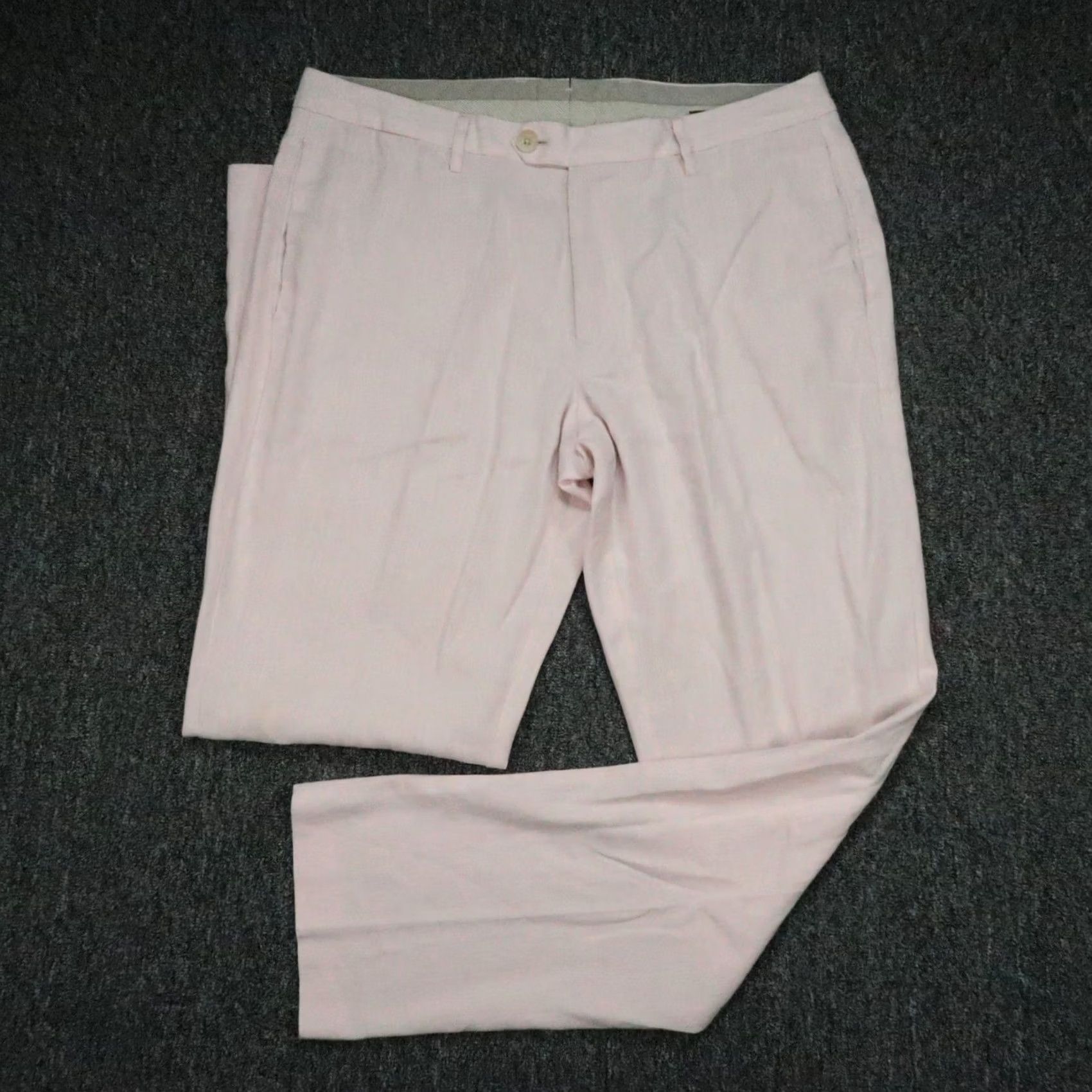 Bonobos Bonobos Pants Mens 34x32 Pink Linen Blend Chino Lightweight Stretch Flat Front Slim Athletic - Mens Pants Pink Linen Blend Chino Lightweight Stretch Size US 34 / EU 50 - 2 Thumbnail