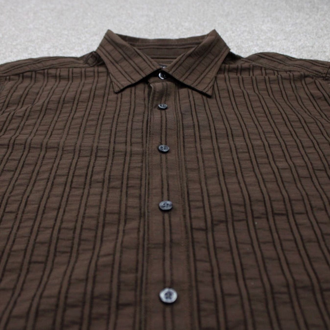 Vintage Structure Shirt Mens XL Brown Textured Long Sleeve Button Up Cotton/Poly Blend Size US XL / EU 56 / 4 - 4 Thumbnail