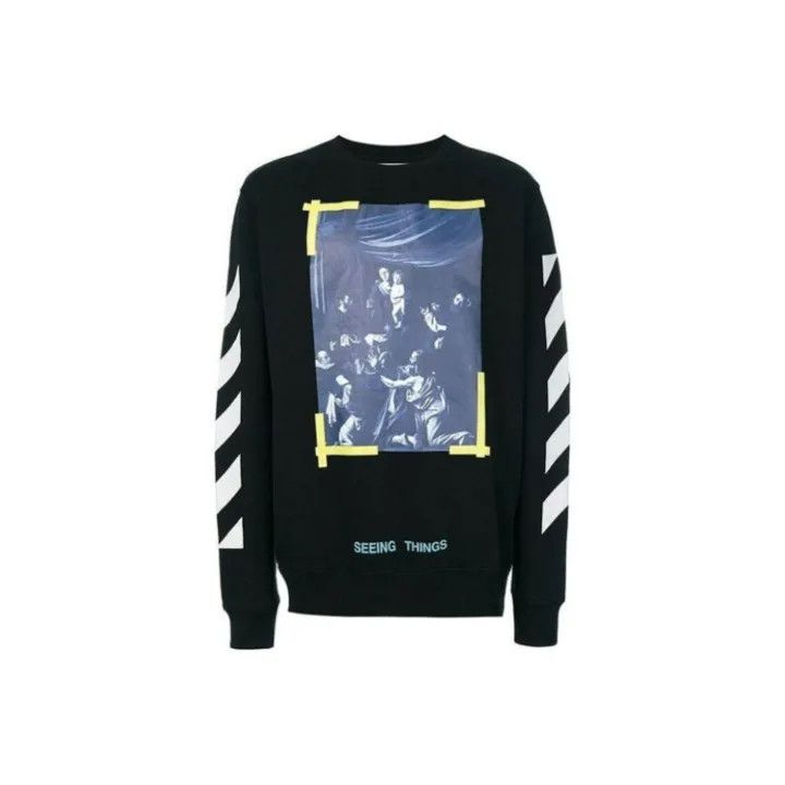 Off-White Off-White SS21 Black Religious Artwork Sweatshirt 0079 Size US S / EU 44-46 / 1 - 1 Thumbnail