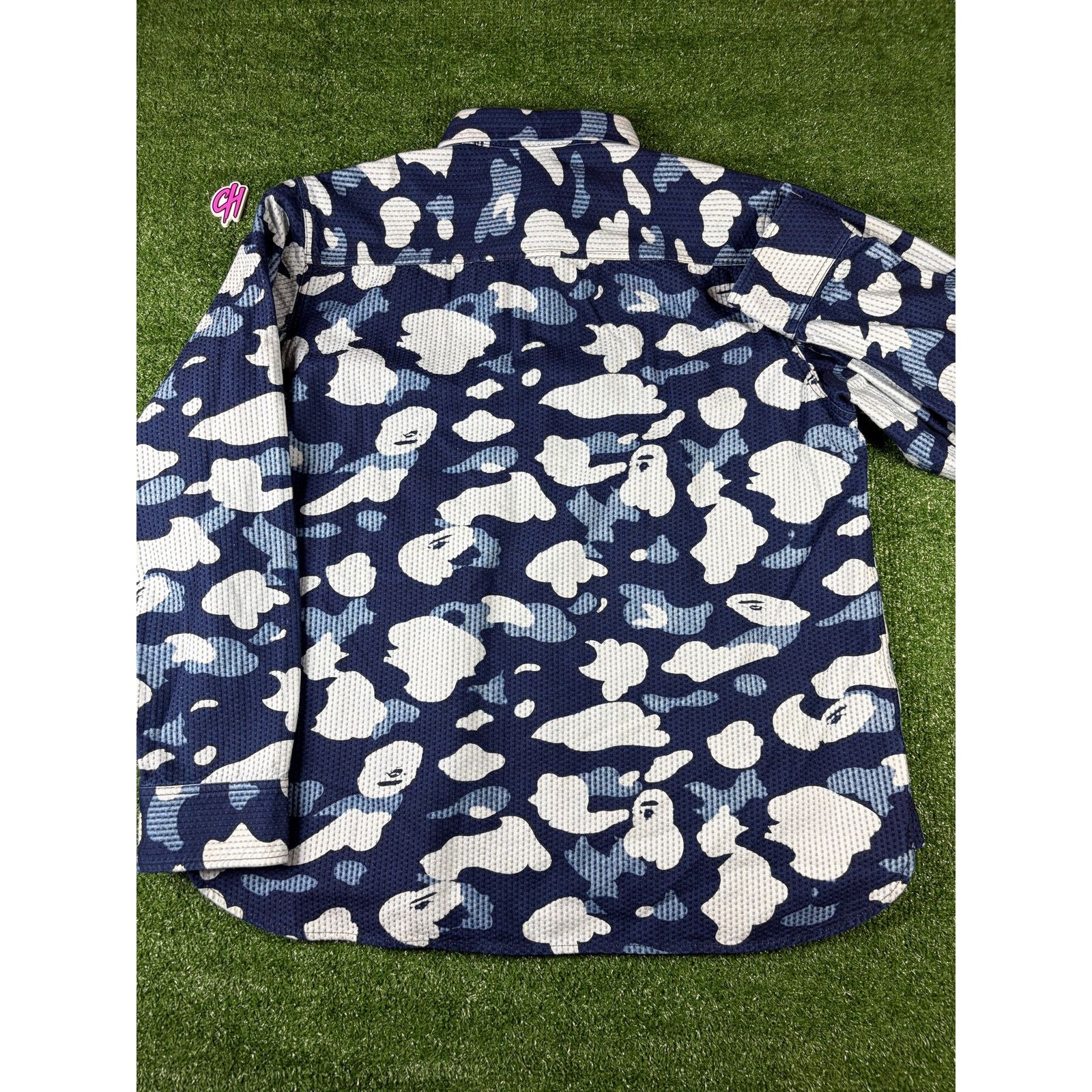Bape Bape Blue Waffle Thermal Camo Button-Up Shirt Size Large Size US L / EU 52-54 / 3 - 6 Thumbnail