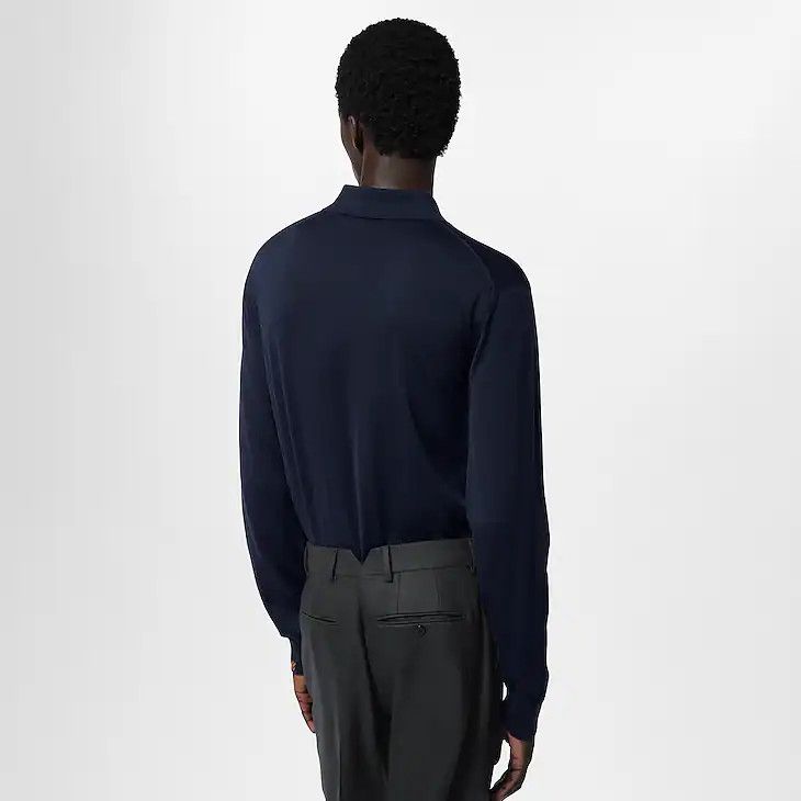 Louis Vuitton Silk And Cashmere Blend Long-Sleeved Polo Shirt Size US XXL / EU 58 / 5 - 6 Thumbnail