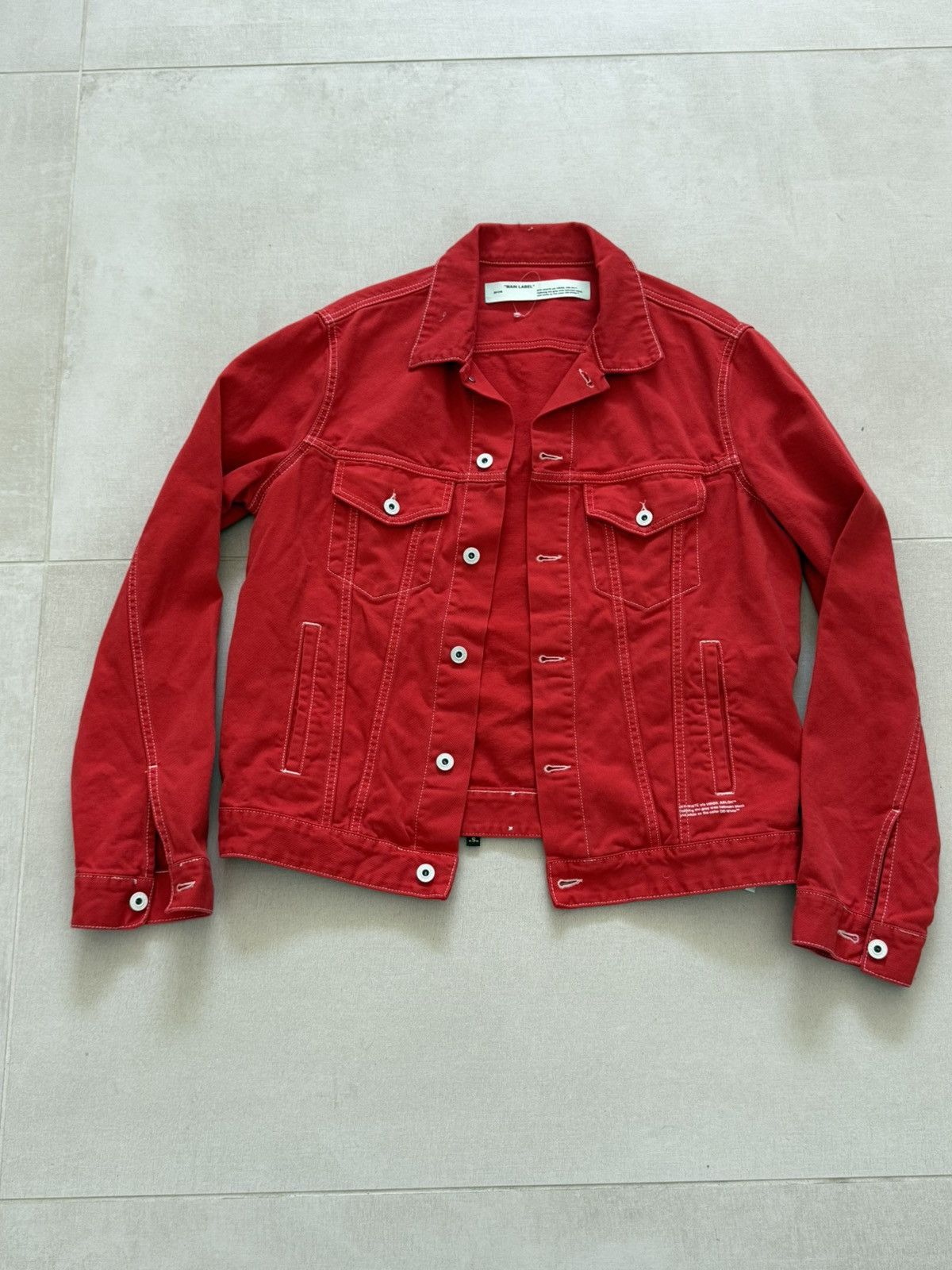 Off-White Off-White Red Denim Jacket Blue Skull Graphic Back Size US S / EU 44-46 / 1 - 3 Thumbnail
