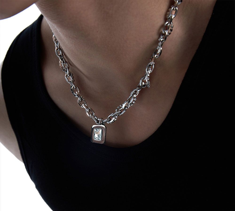 Jewelry Hip Hop Square Zircon Necklace Size ONE SIZE - 1 Thumbnail