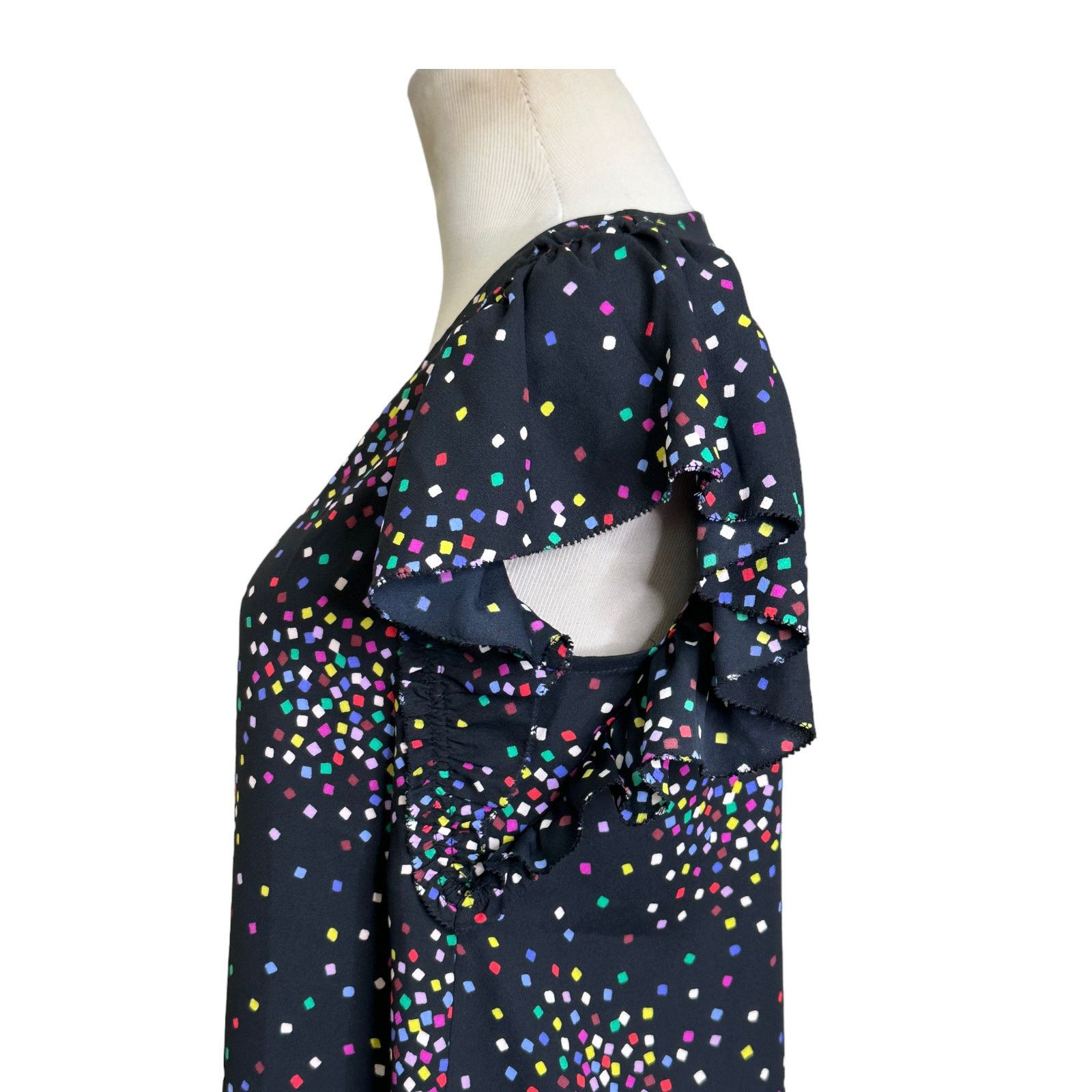 Kate Spade Kate Spade Black Confetti Cheer Short Sleeves Blouse size XS Size XS / US 0-2 / IT 36-38 - 5 Thumbnail