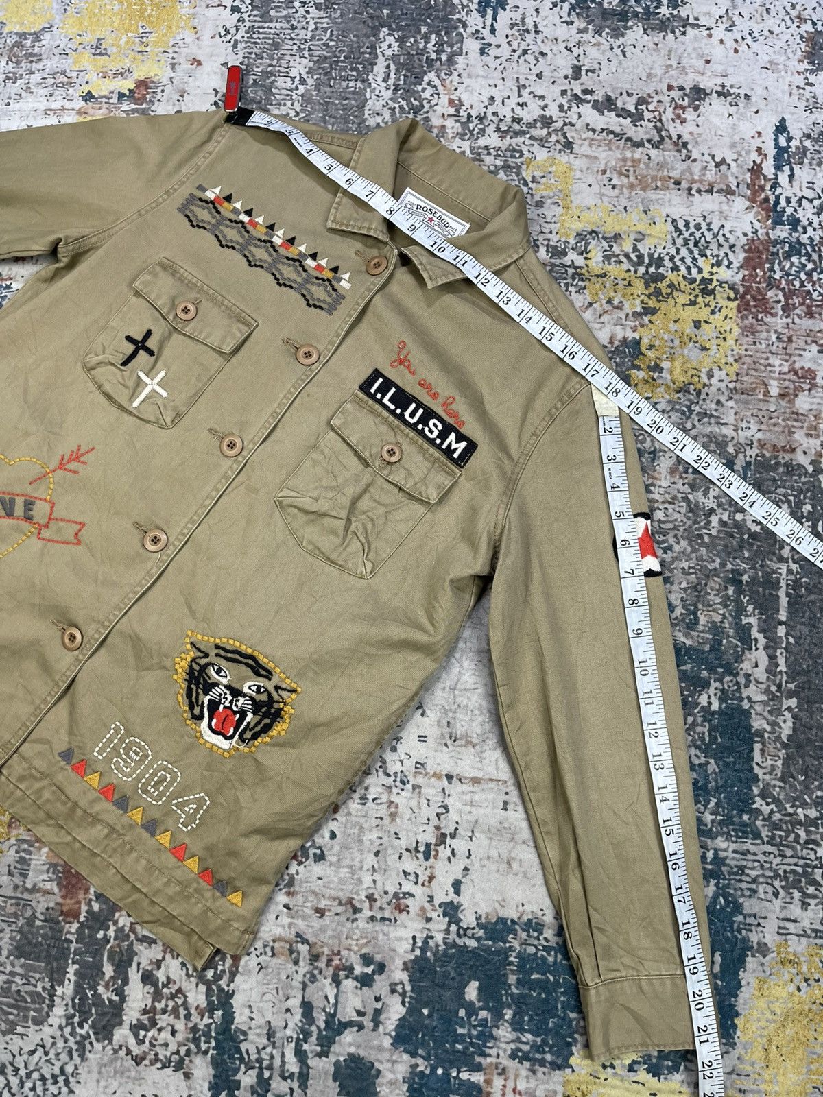 Japanese Brand Rosebud Embroidered Military Inspired Overshirt Jacket Size S / US 4 / IT 40 - 12 Thumbnail