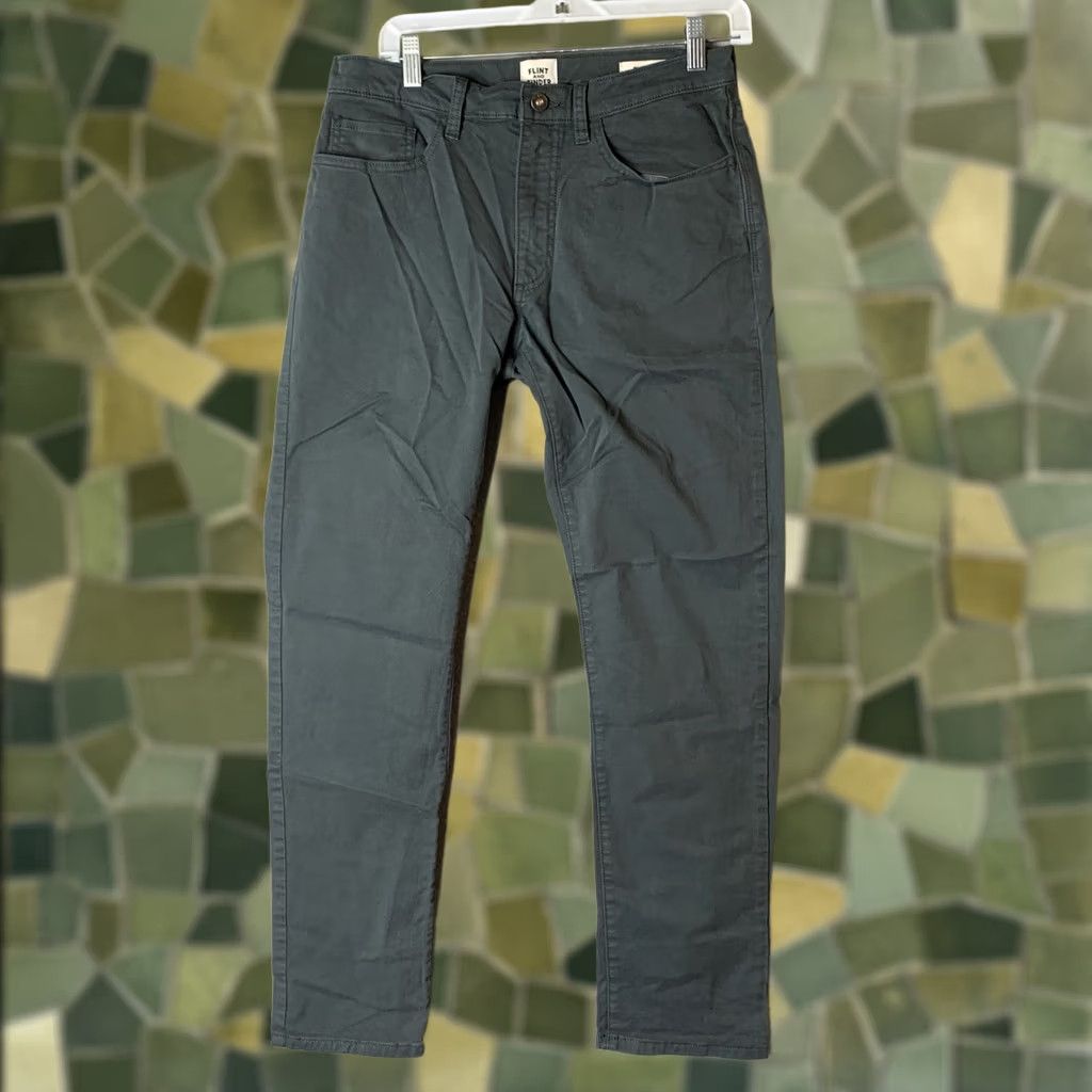 Flint And Tinder Flint And Tinder Jeans Slim Fit 31x30 31x29 Dark Gray Denim Cotton Blend 5-Pocket Button Zip Mens Regular Size Jeans Size US 31 - 1 Thumbnail