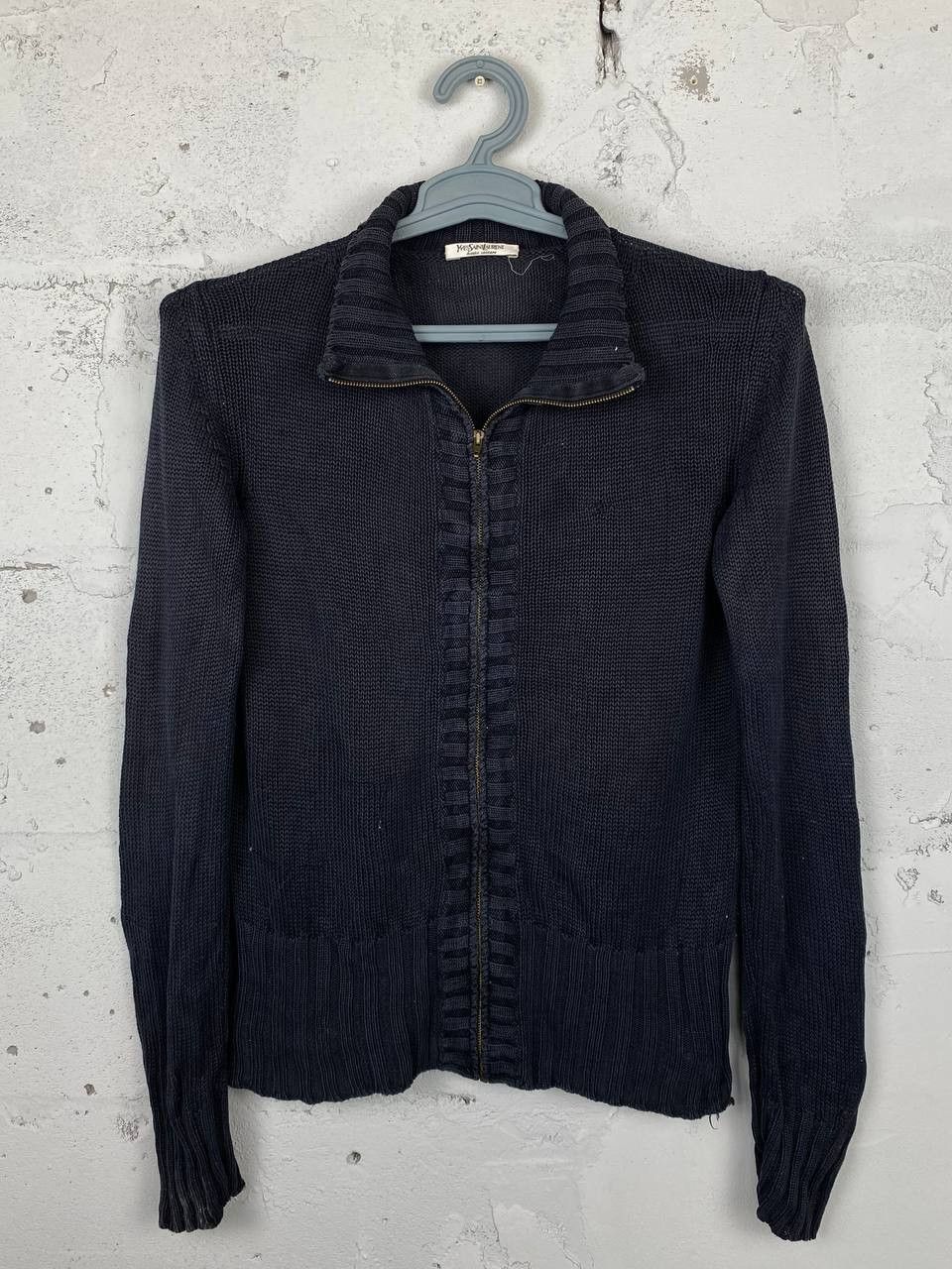 Designer × Yves Saint Laurent 80s Yves Saint Laurent Silk Full Zip Open Knit Sweater Size US S / EU 44-46 / 1 - 2 Thumbnail
