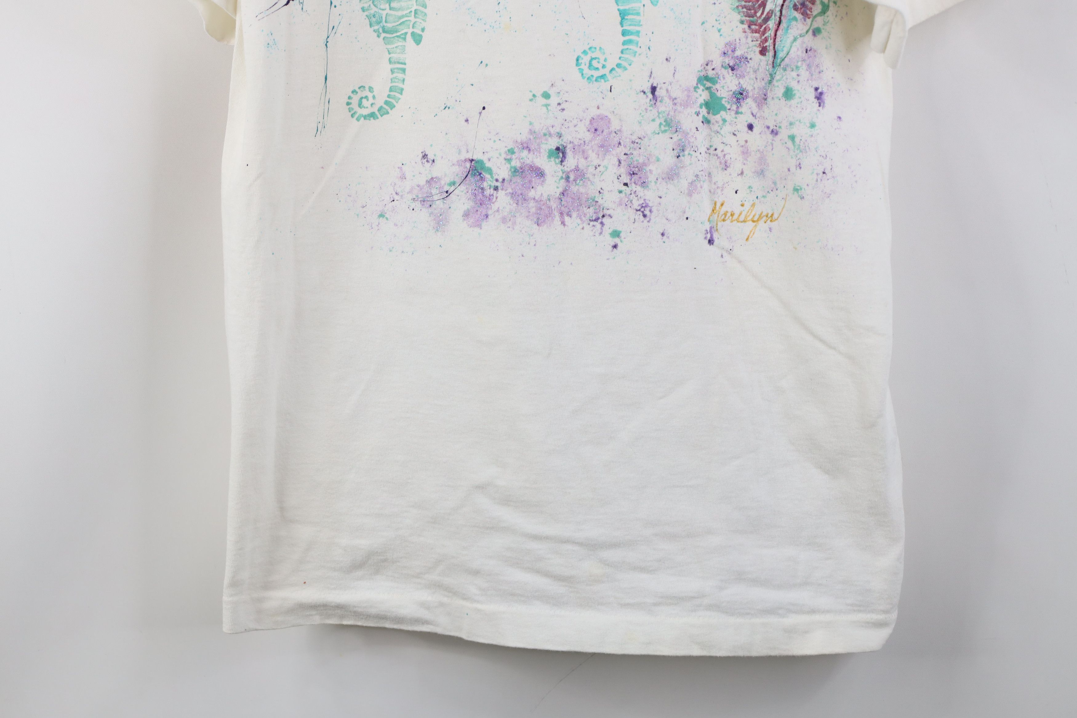 Vintage Vintage 90s Streetwear Glitter Glue Seahorse T-Shirt USA Size L / US 10 / IT 46 - 3 Thumbnail