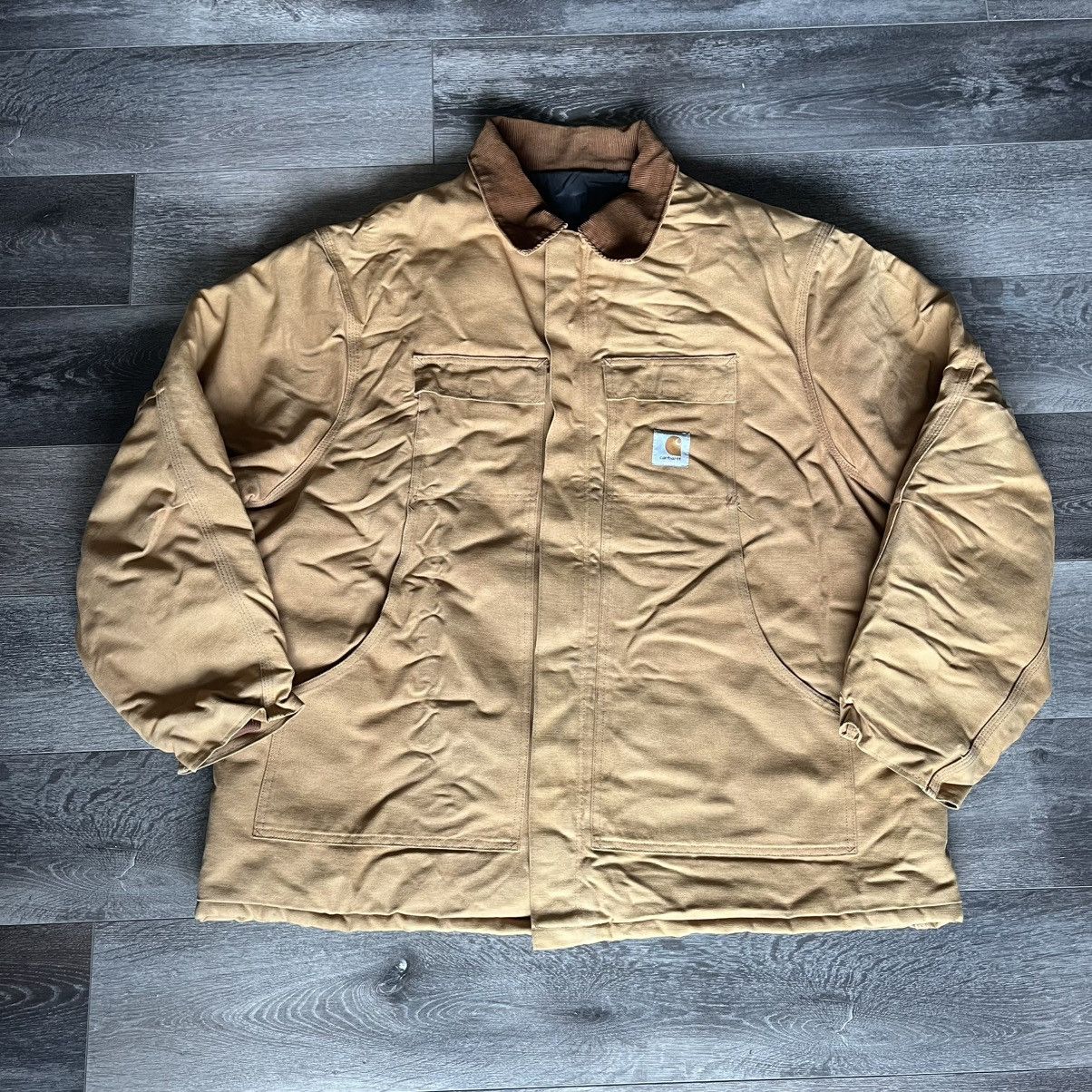 Carhartt × Vintage Vintage 90s Carhartt Tan Quilted Chore Arctic Jacket Canvas Size US XXL / EU 58 / 5 - 1 Thumbnail
