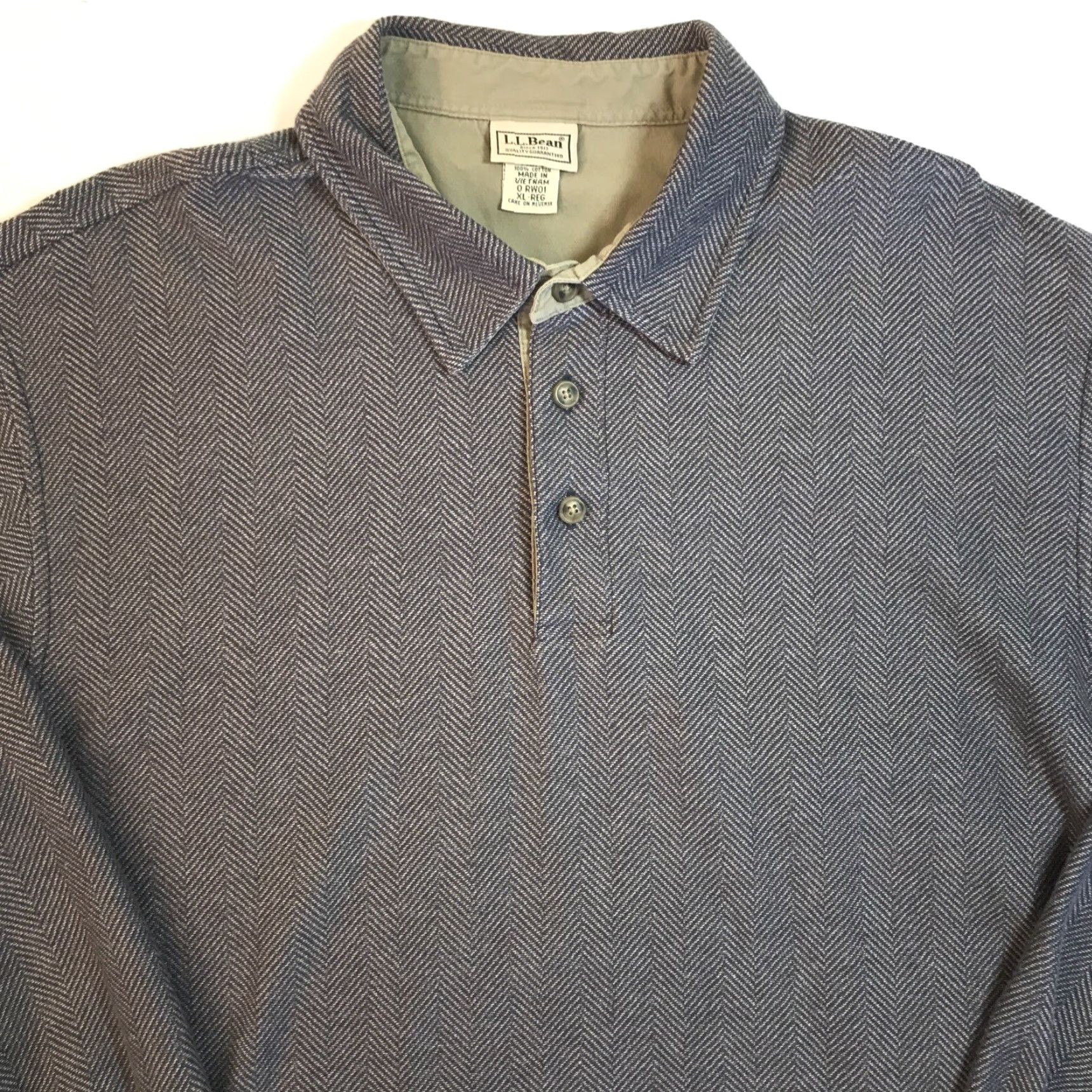 Vintage VINTAGE LL BEAN Polo Shirt Long Sleeve Herringbone Brown XL Reg Classic Mens 90s Outdoor Casual Size US XL / EU 56 / 4 - 2 Thumbnail
