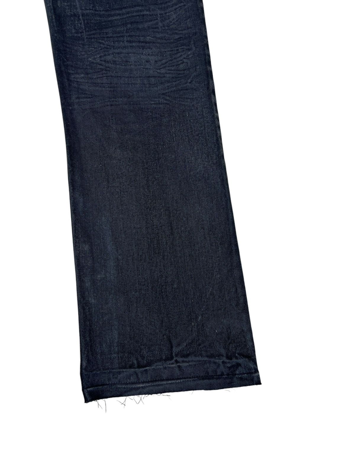 0 0000 Japan Black Coated Waxed Denim Released Hem Jeans Size US 31 - 17 Thumbnail