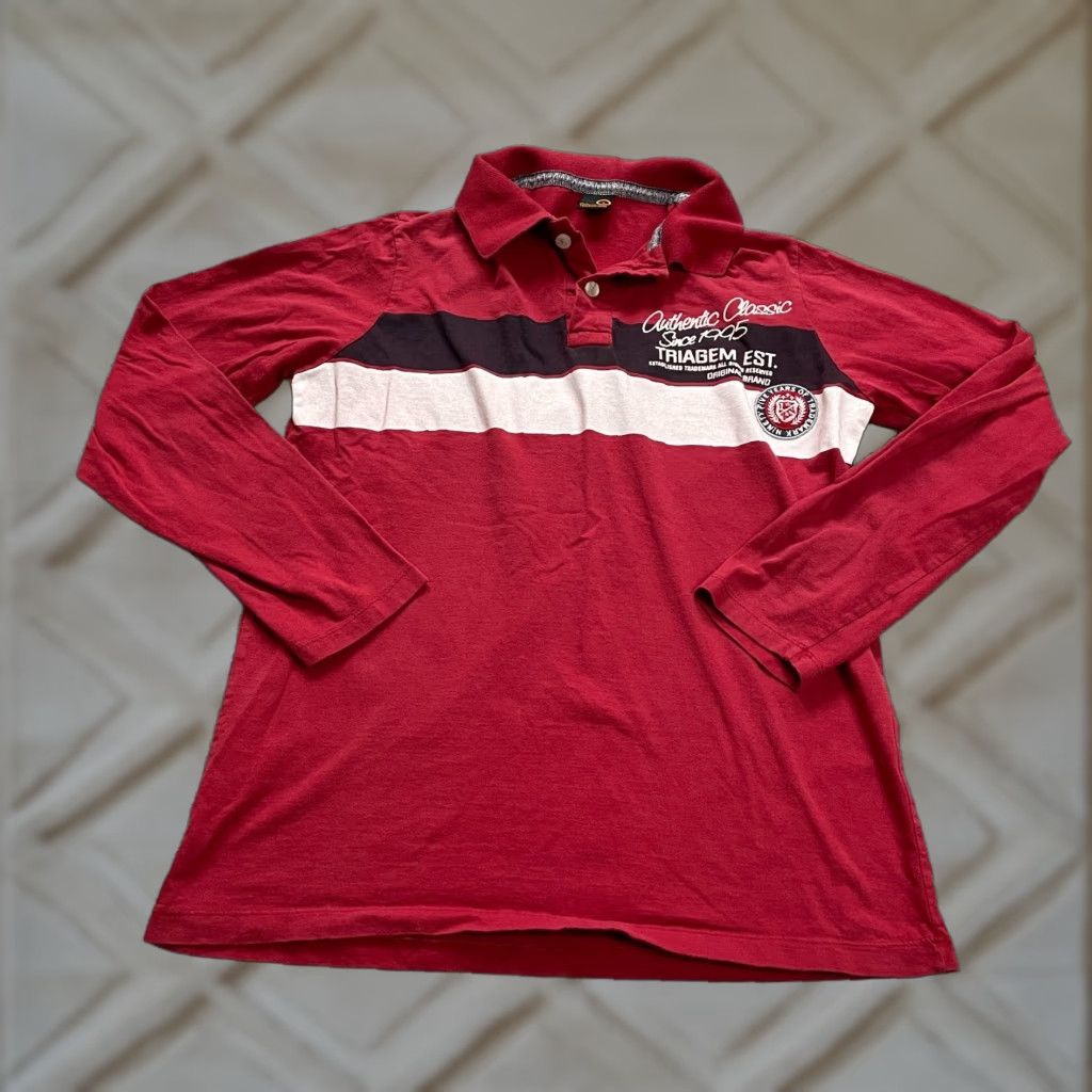 Vintage Triagem Polo Shirt Mens Medium Red Long Sleeve Casual Cotton Activewear Size US M / EU 48-50 / 2 - 1 Thumbnail
