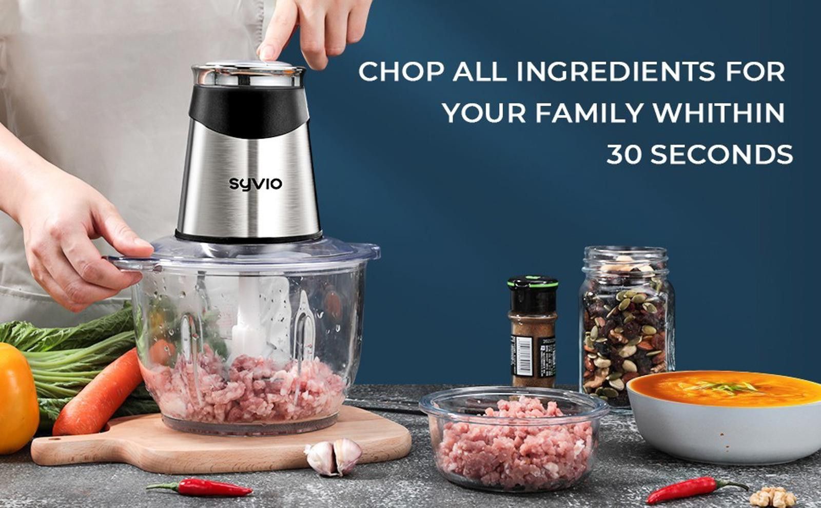 Savio Barbato Syvio Food Processors with 2 Bowls - 4 Bi-Level Blades Size ONE SIZE - 8 Thumbnail