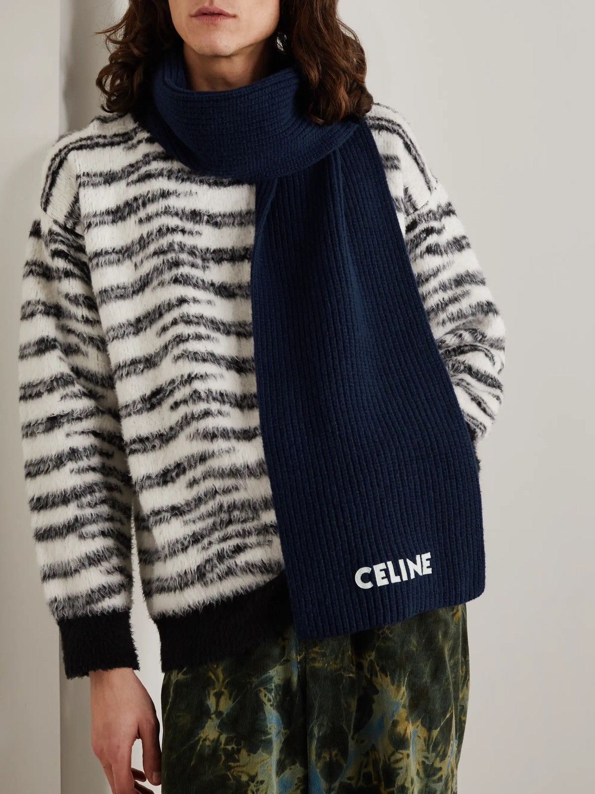 Celine Ribbed Wool Logo Scarf Size ONE SIZE - 1 Thumbnail