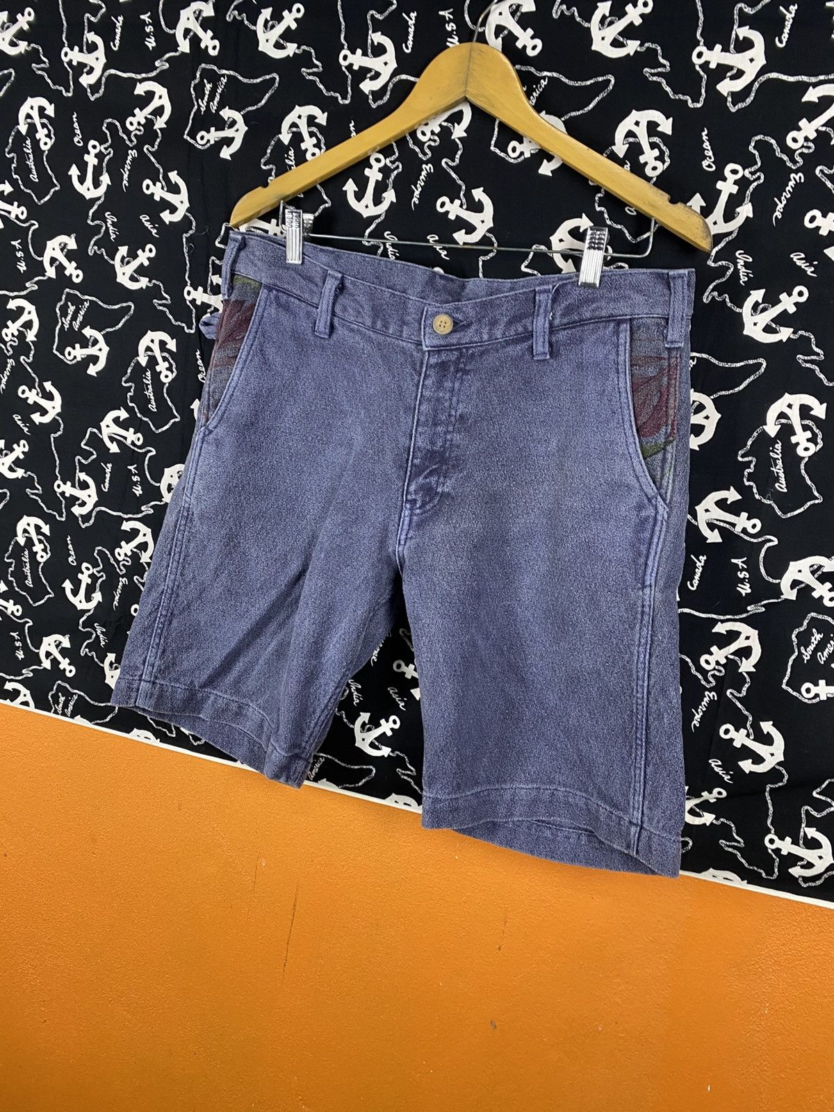 Japanese Brand Vintage Japanese Believer Blue Cotton Shorts Talon Zip Japan Size US 33 - 4 Thumbnail