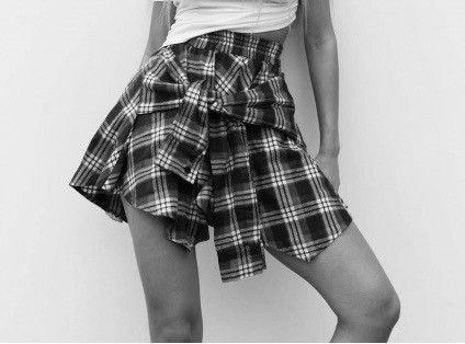 Japanese Brand Tie Front Skirt Flannel Size 28" / US 6 / IT 42 - 2 Thumbnail