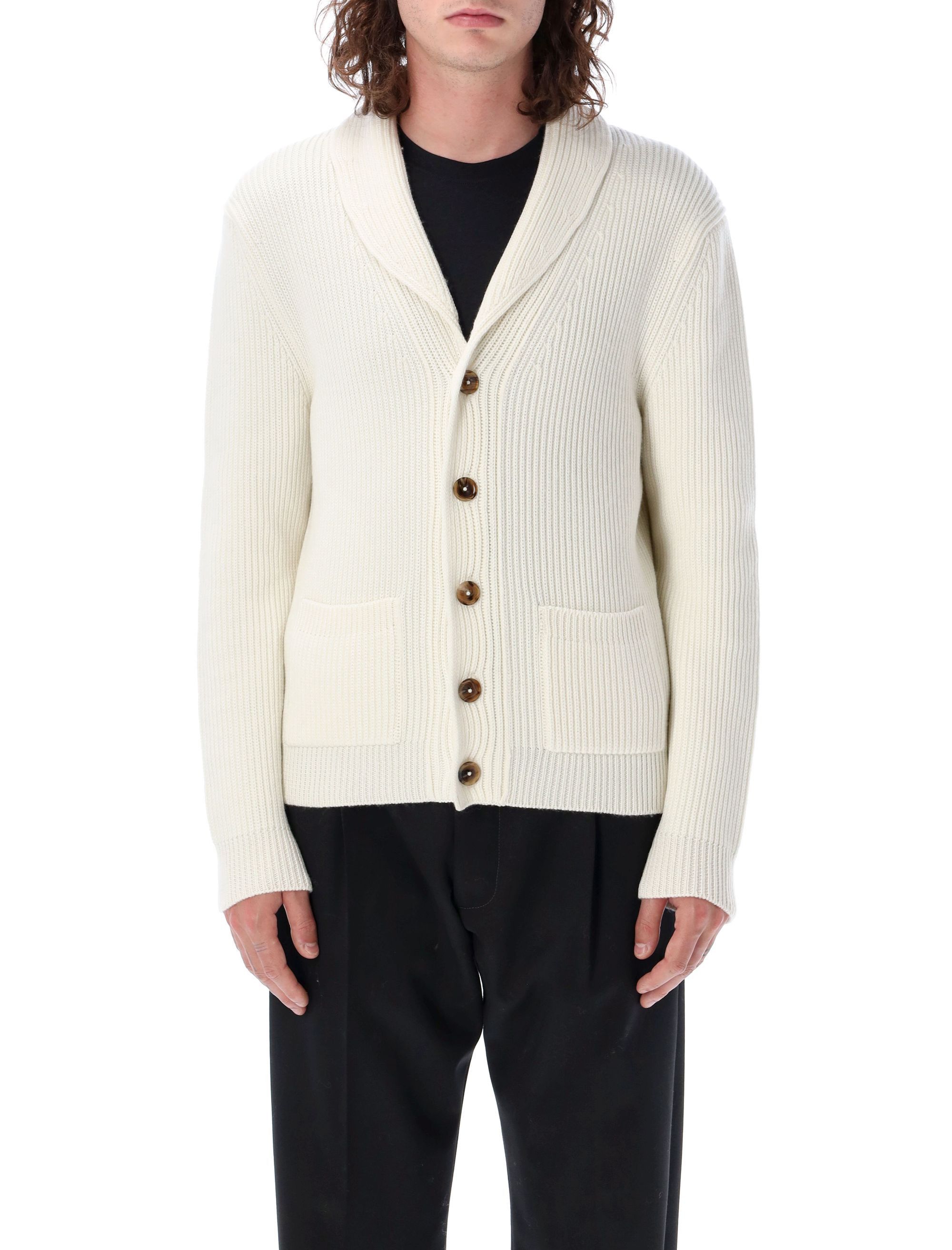 Tom Ford o1w1db10225 KLL004 V-Neck Collar Cardigan in White Size US S / EU 44-46 / 1 - 1 Thumbnail