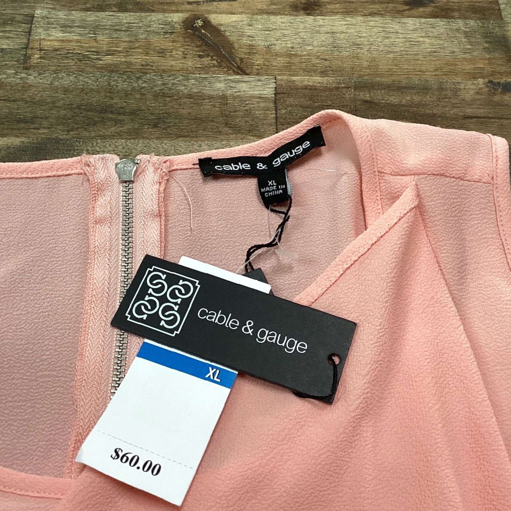 Vintage CABLE & GAUGE Tunic Top Women XL Blossom Pink Sleeveless Ruffle Asymmetric Hem Size XL / US 12-14 / IT 48-50 - 3 Thumbnail