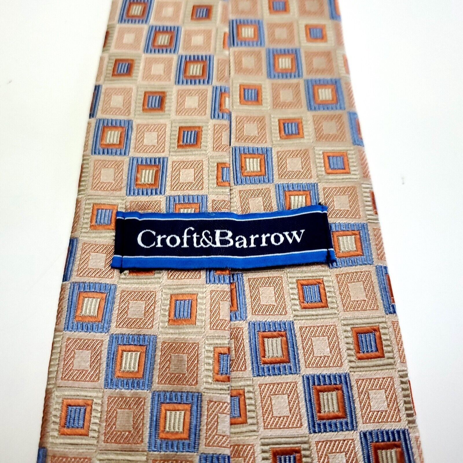 Croft & Barrow Croft & Barrow Orange Blue Geometric Woven Long Silk Tie Size ONE SIZE - 3 Thumbnail