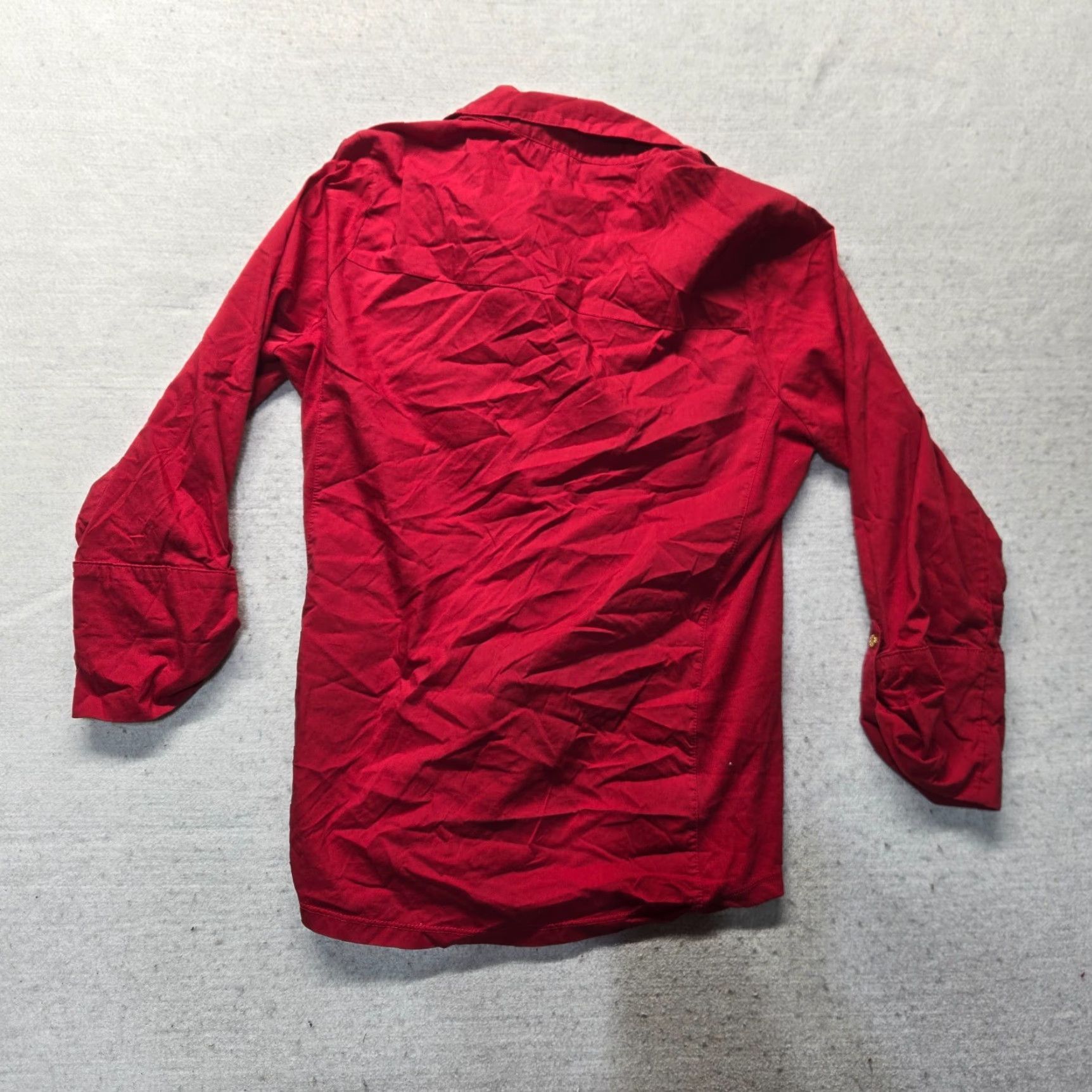 Vintage Emily Daniels Shirt Women S Red Solid Button-Up Collared Henley Long Sleeve Casual Dress Up? Size S / US 4 / IT 40 - 8 Thumbnail