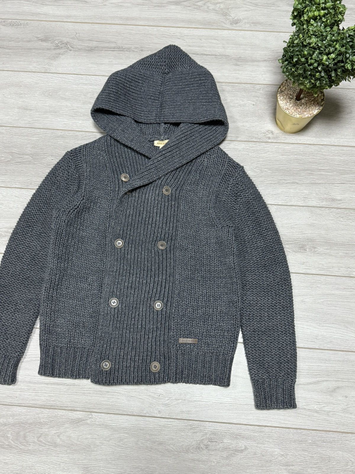 Diesel DIESEL giant hood avant garde knitted hoodie big wool button Size US L / EU 52-54 / 3 - 4 Thumbnail