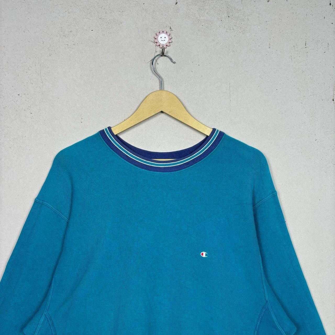 Champion Vtg 90s Champion Reverse Weave Teal Striped Sweatshirt L Size US L / EU 52-54 / 3 - 3 Thumbnail