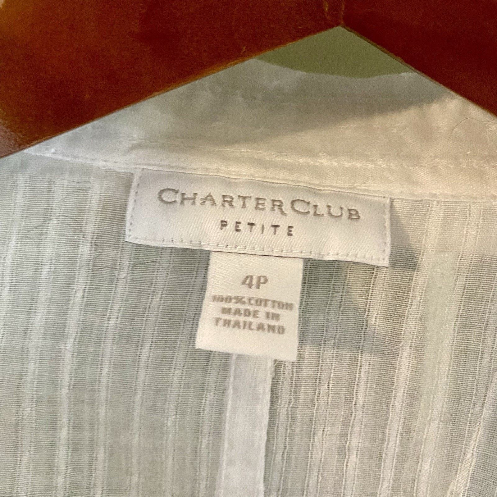 Charter Club Charter Club Woman’s Top 4P White Cotton Tab Sleeve Shear Size S / US 4 / IT 40 - 2 Thumbnail