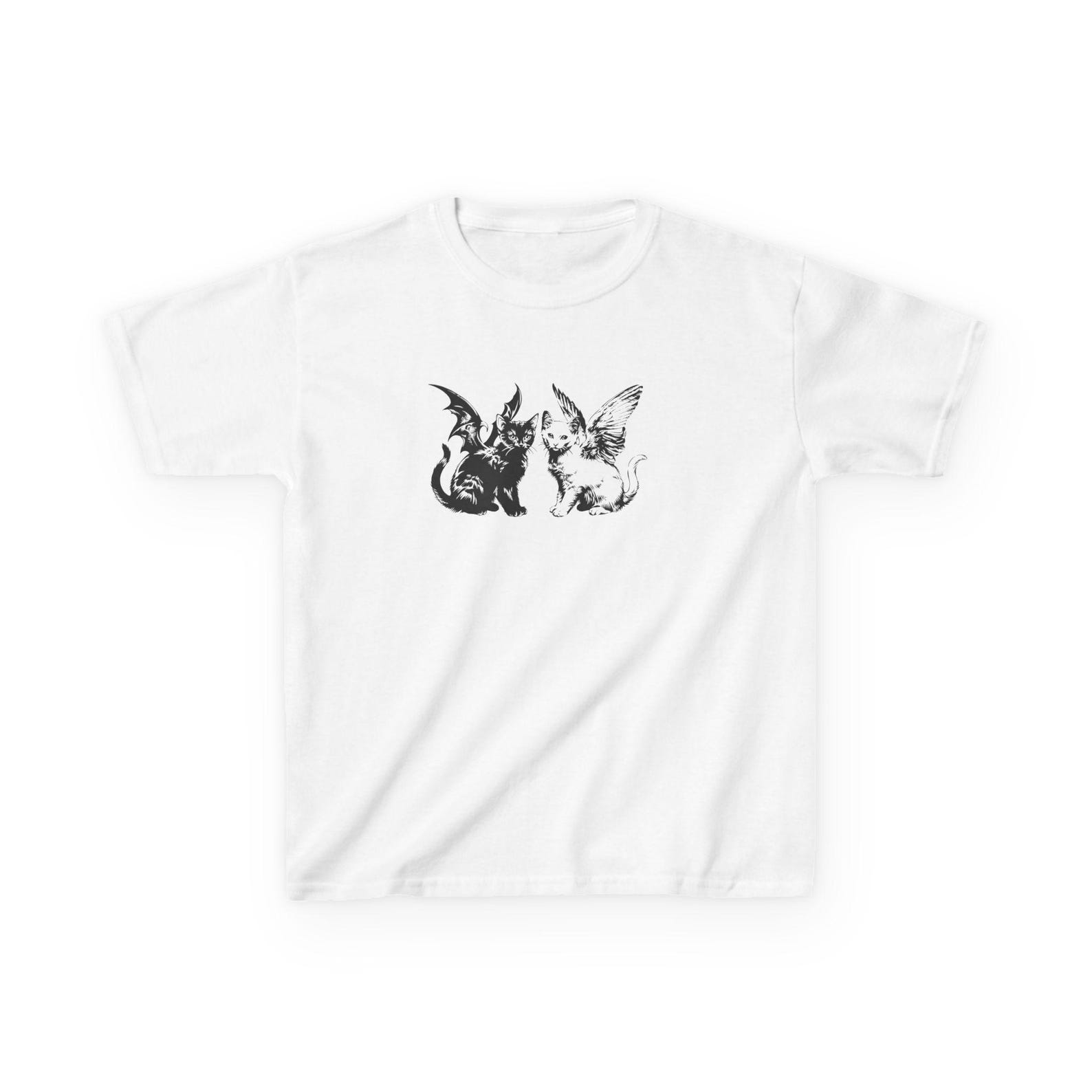 Other Vintage Black Angel Cat Baby Tee – Grunge Gothic Graphic Size M / US 6-8 / IT 42-44 - 2 Thumbnail