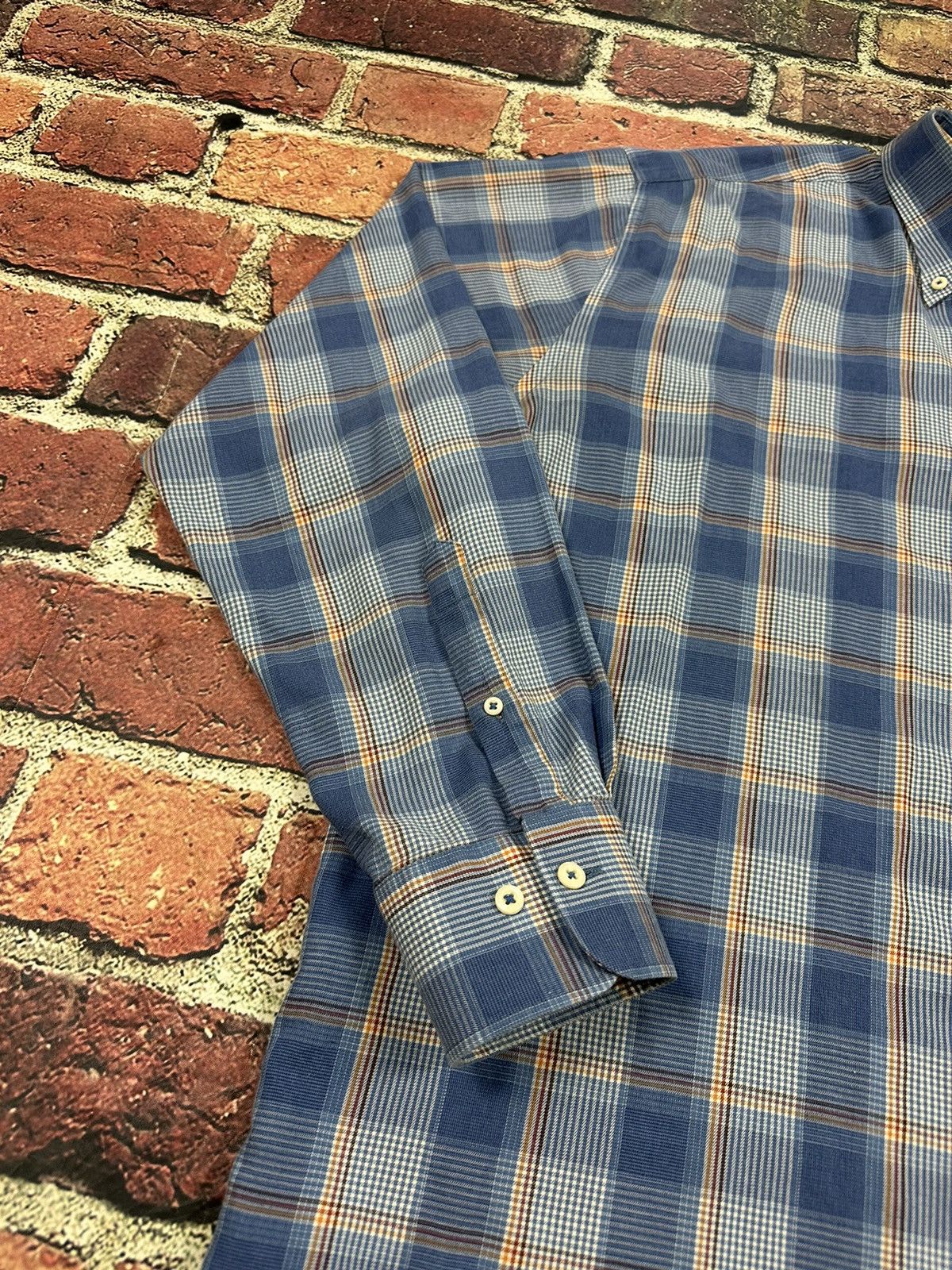 Peter Millar Peter Millar Shirt Plaid Wool Blend Button Down Long Sleeve Size US XL / EU 56 / 4 - 7 Thumbnail